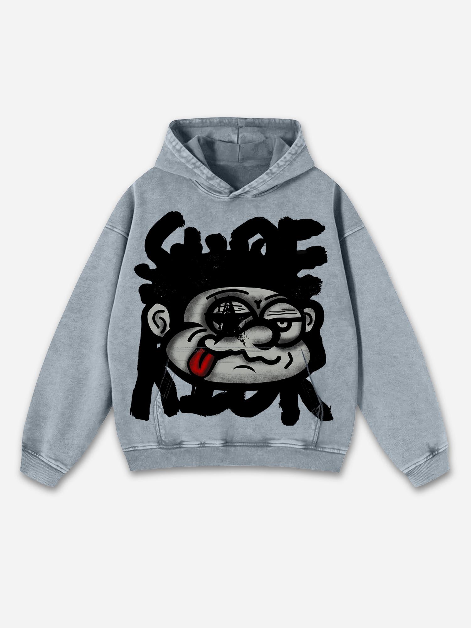 Sopula All We Need Is God Graphic Acid Washed Oversized Hoodie Product Image