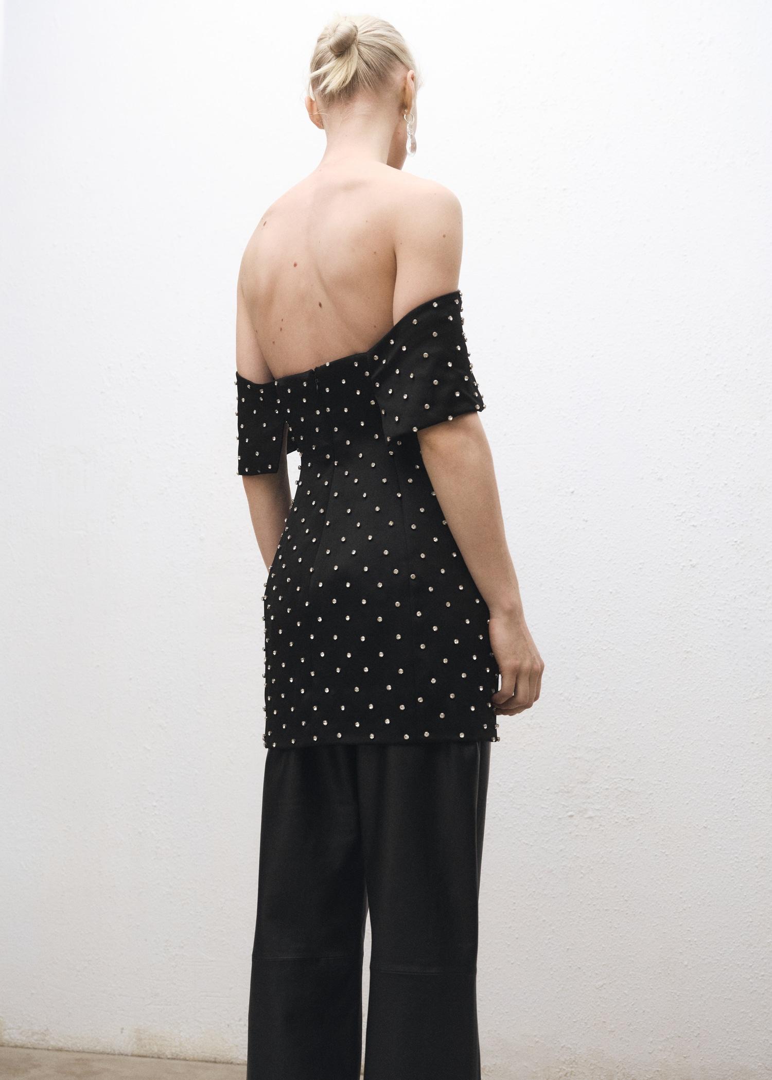 Strapless dress with shiny details - Women | MANGO USA Product Image