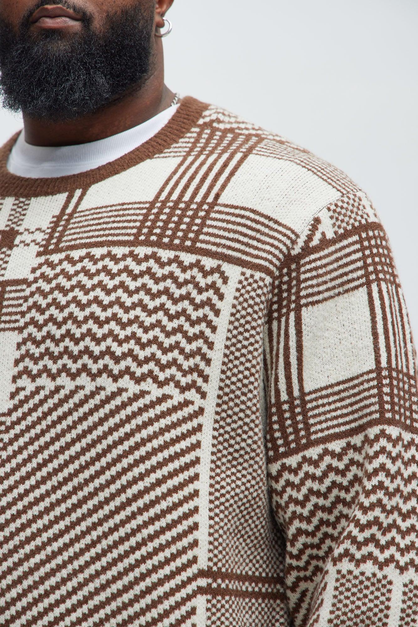 Mixed Lines Cozy Crewneck Sweater - Cream/combo Product Image