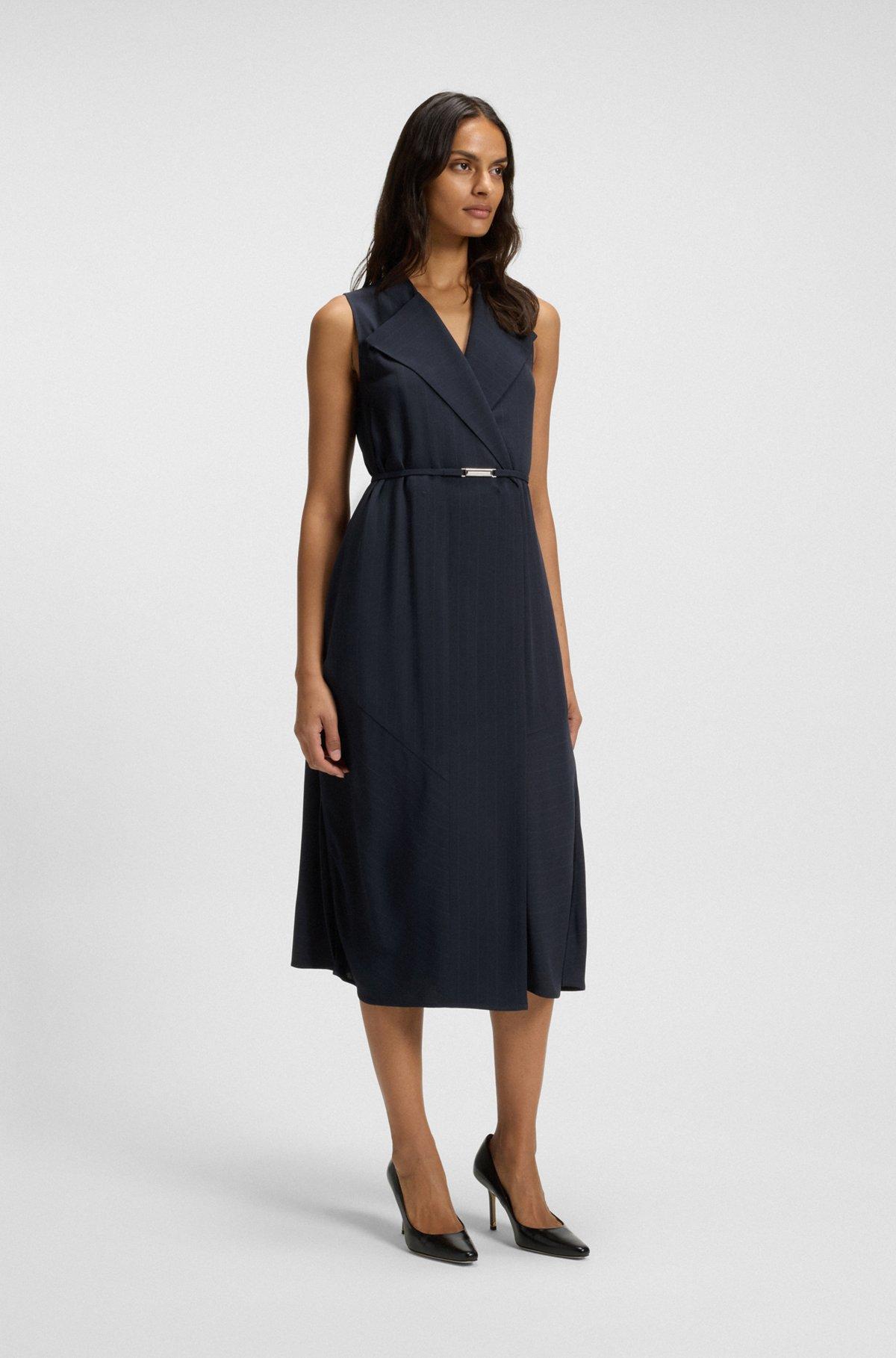 Pinstripe dress with buttoned wrap front Product Image