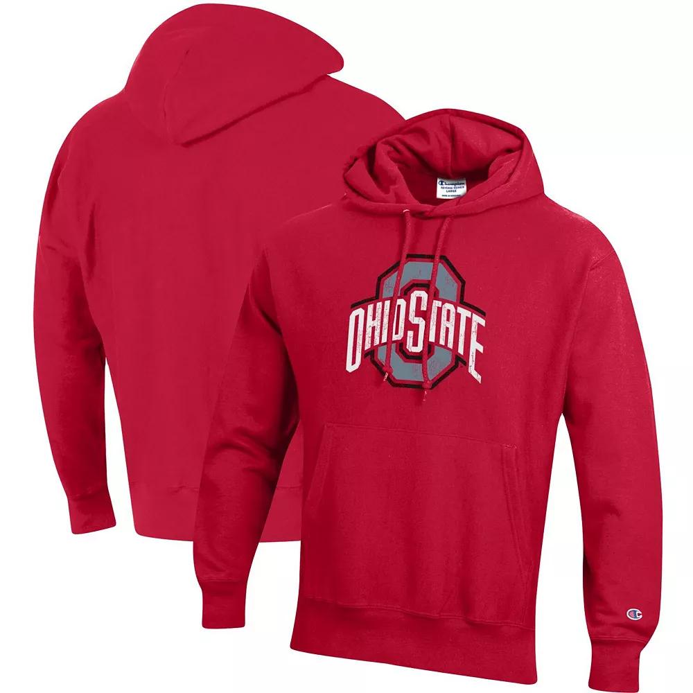 Men's Champion Scarlet Ohio State Buckeyes Vault Logo Reverse Weave Pullover Hoodie,  Product Image