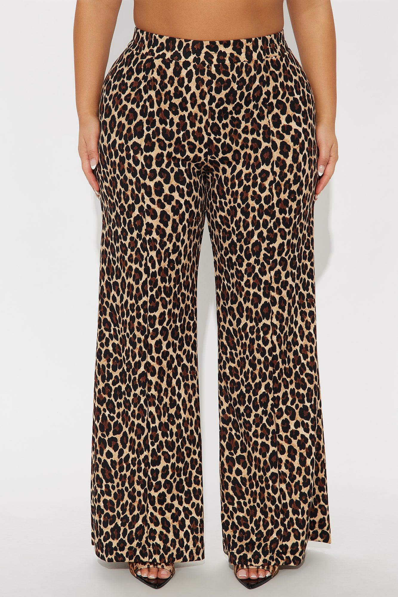 On The Hunt Wide Leg Leopard Trouser Pant - Leopard Female Product Image