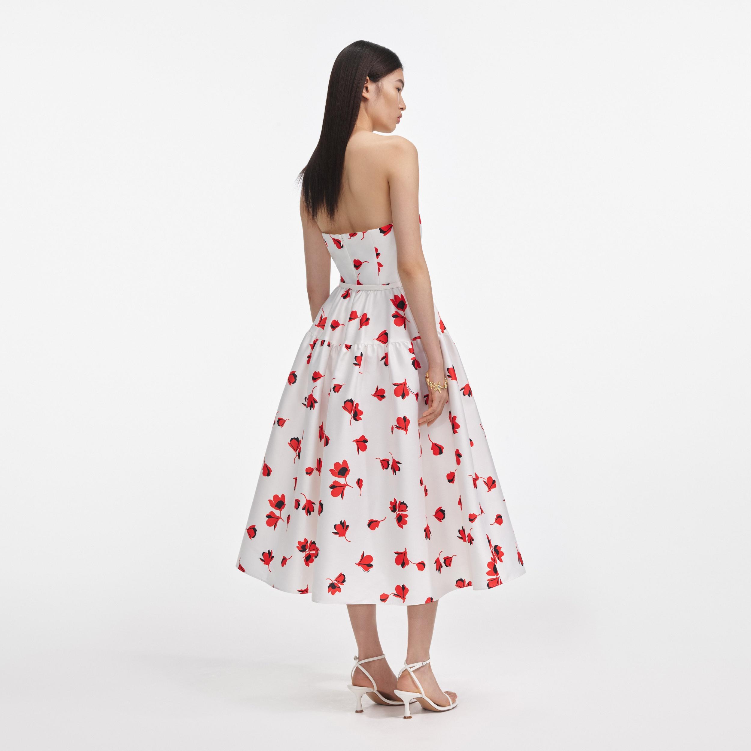 Floral Print Taffeta Midi Dress Product Image