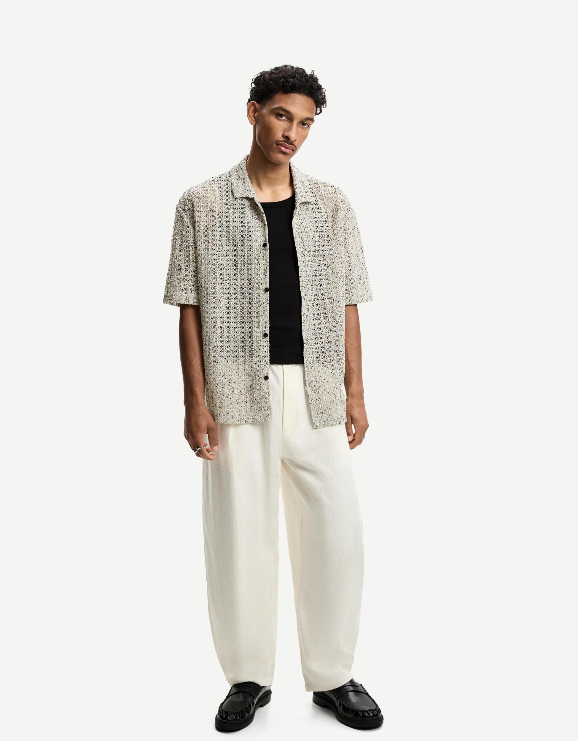 Short sleeve crochet shirt Product Image