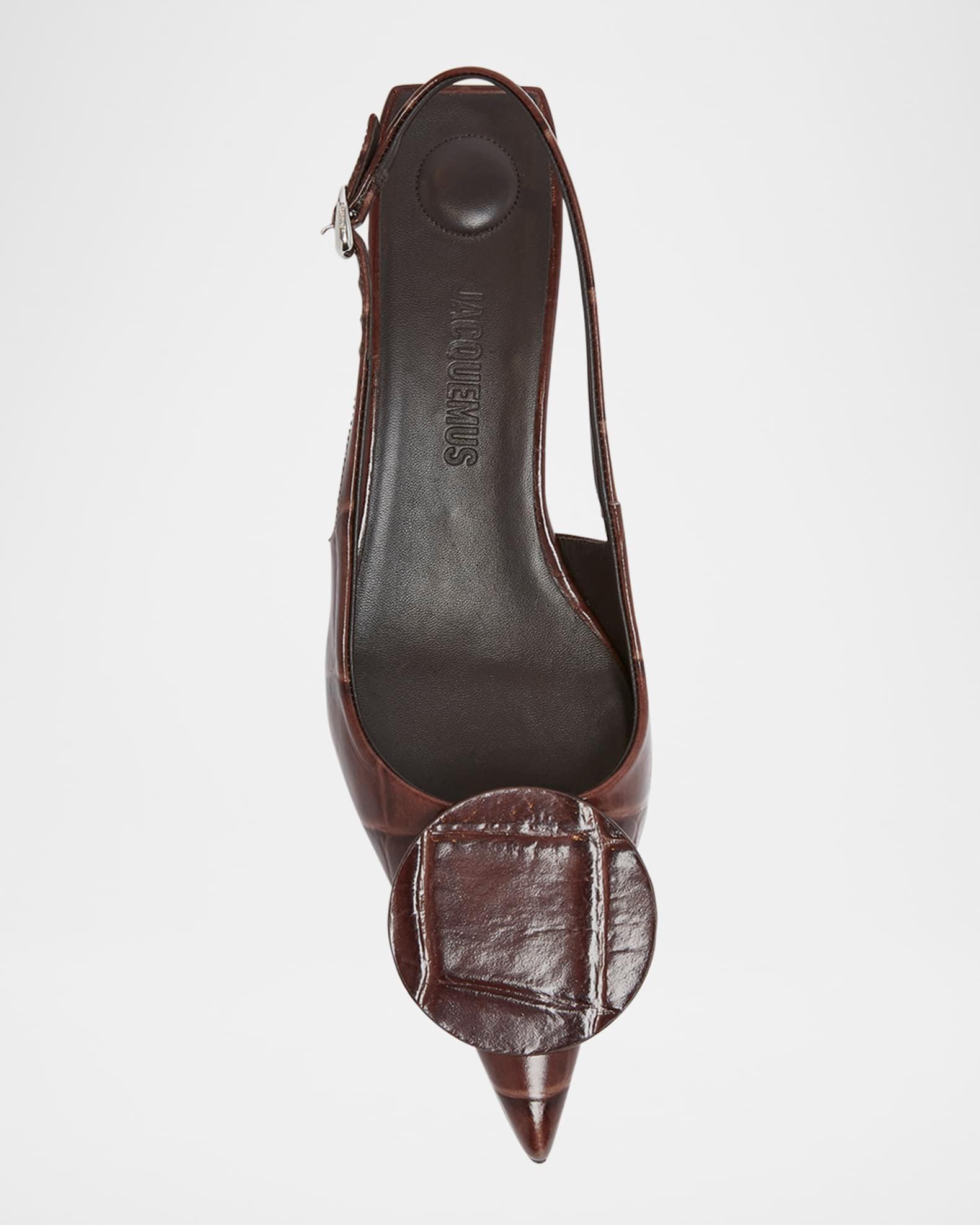 Croc-Embossed Leather Slingback Pumps Product Image