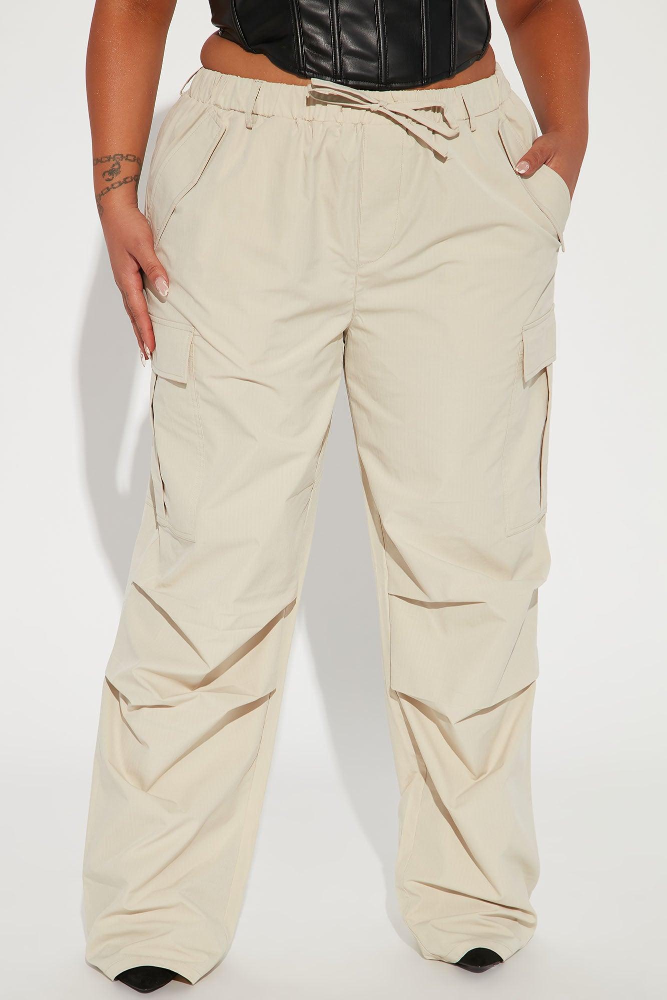 Bad Habits Slouchy Cargo Parachute Jogger - Taupe Product Image