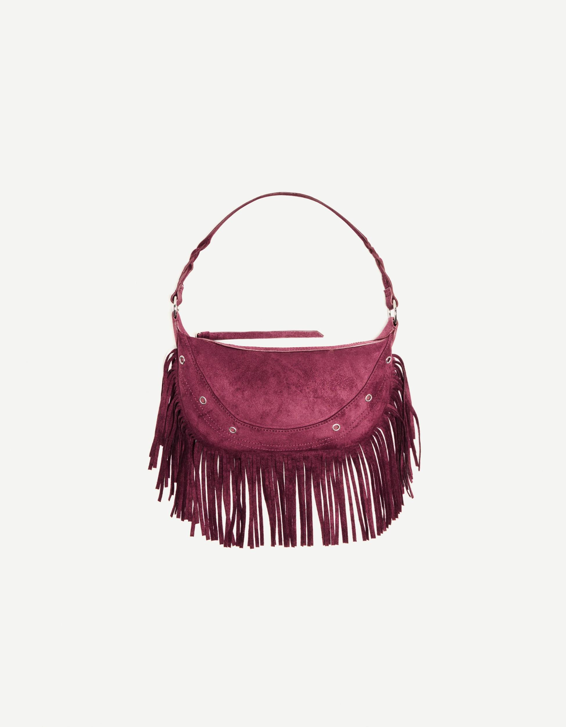 Faux suede bag with fringing Product Image