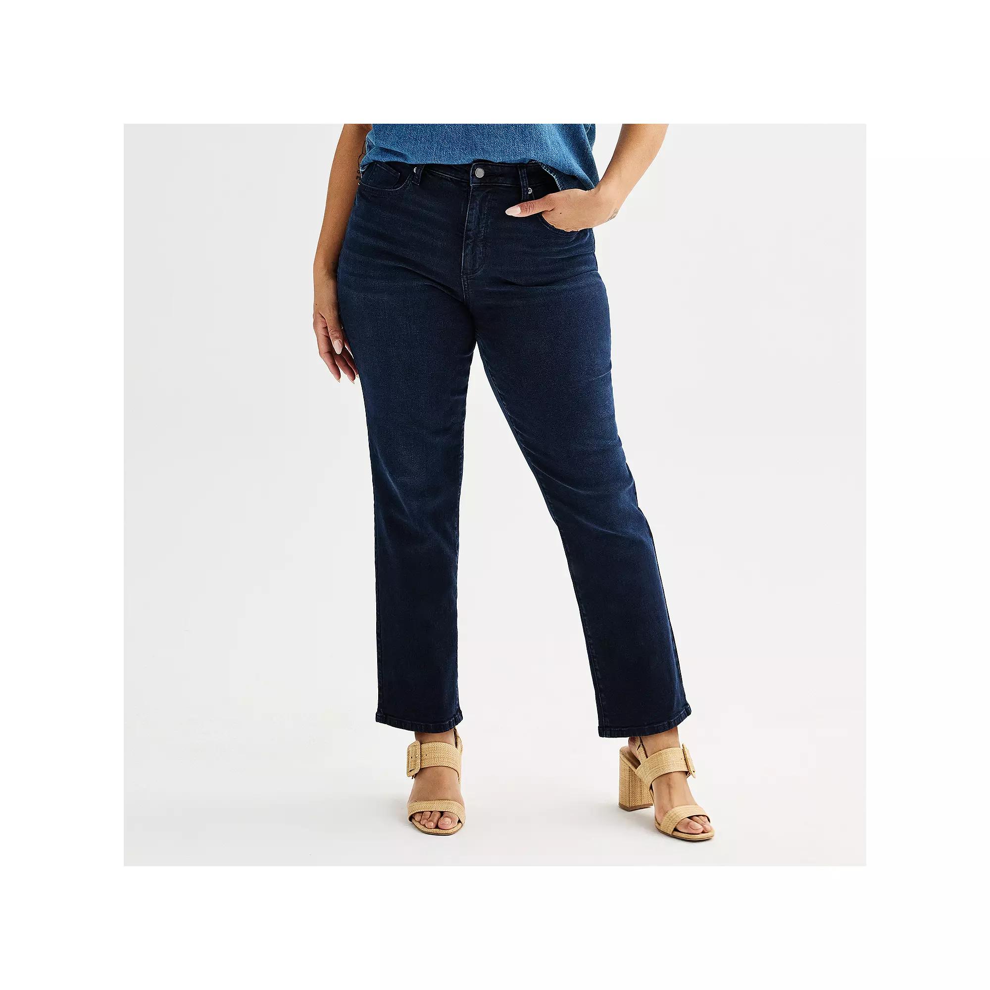 Women's Sonoma Goods For Life® High Rise Curvy Straight Jeans, Size: 16 Regular, Rinse Product Image