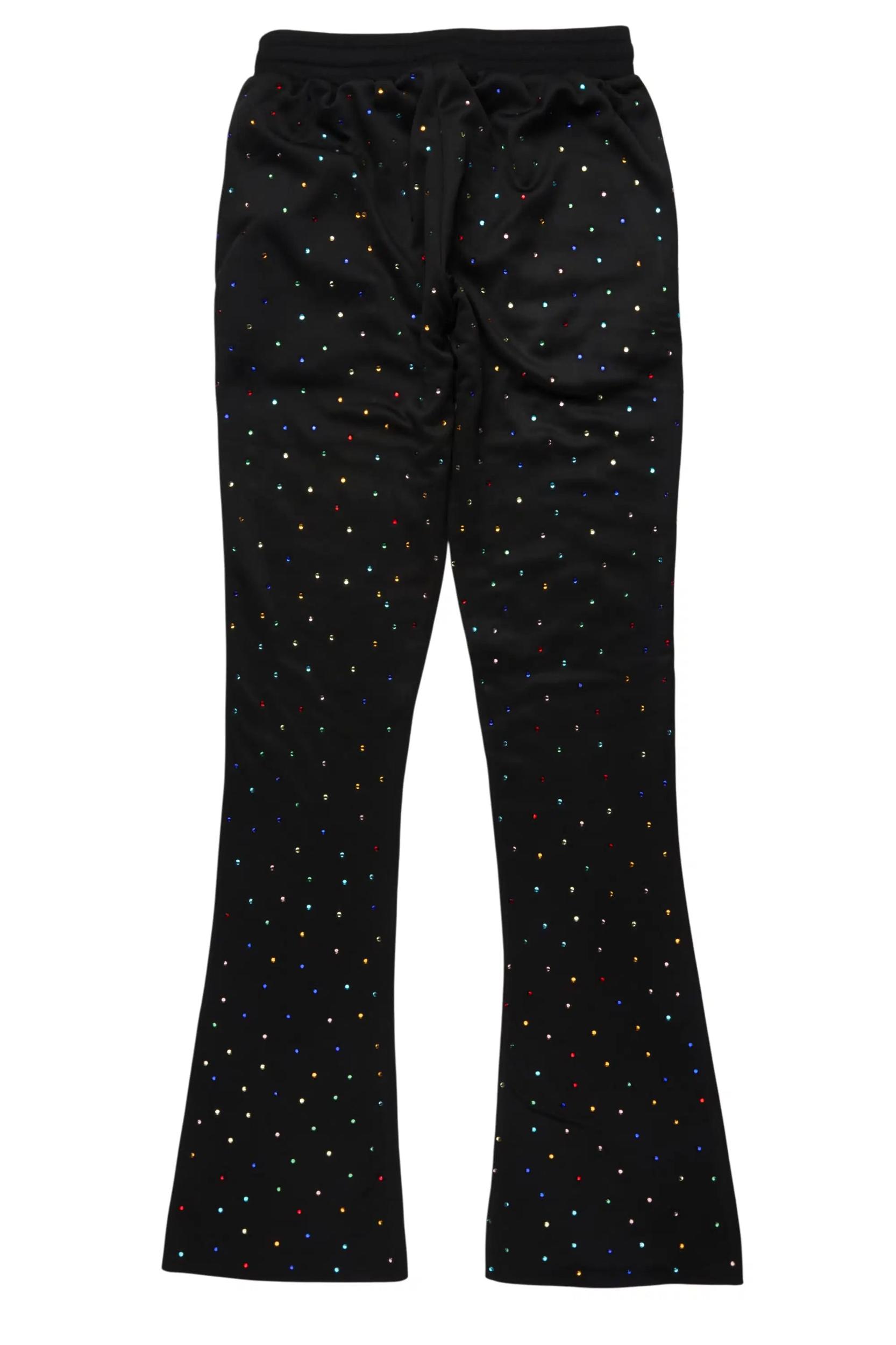Franchesca Black Rhinestone Stacked Track Pant Female Product Image