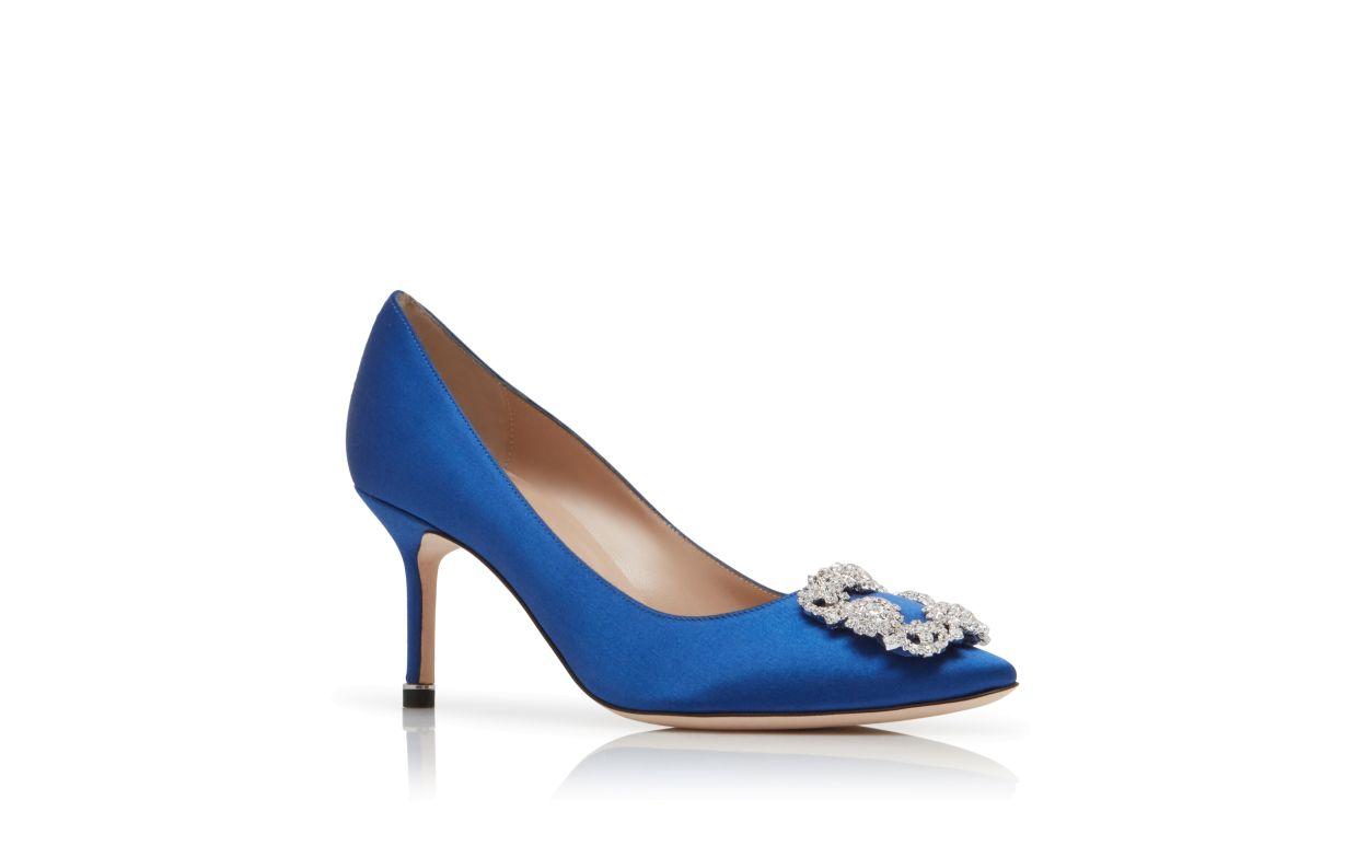 HANGISI 70 Blue Satin Jewel Buckle Pumps Product Image