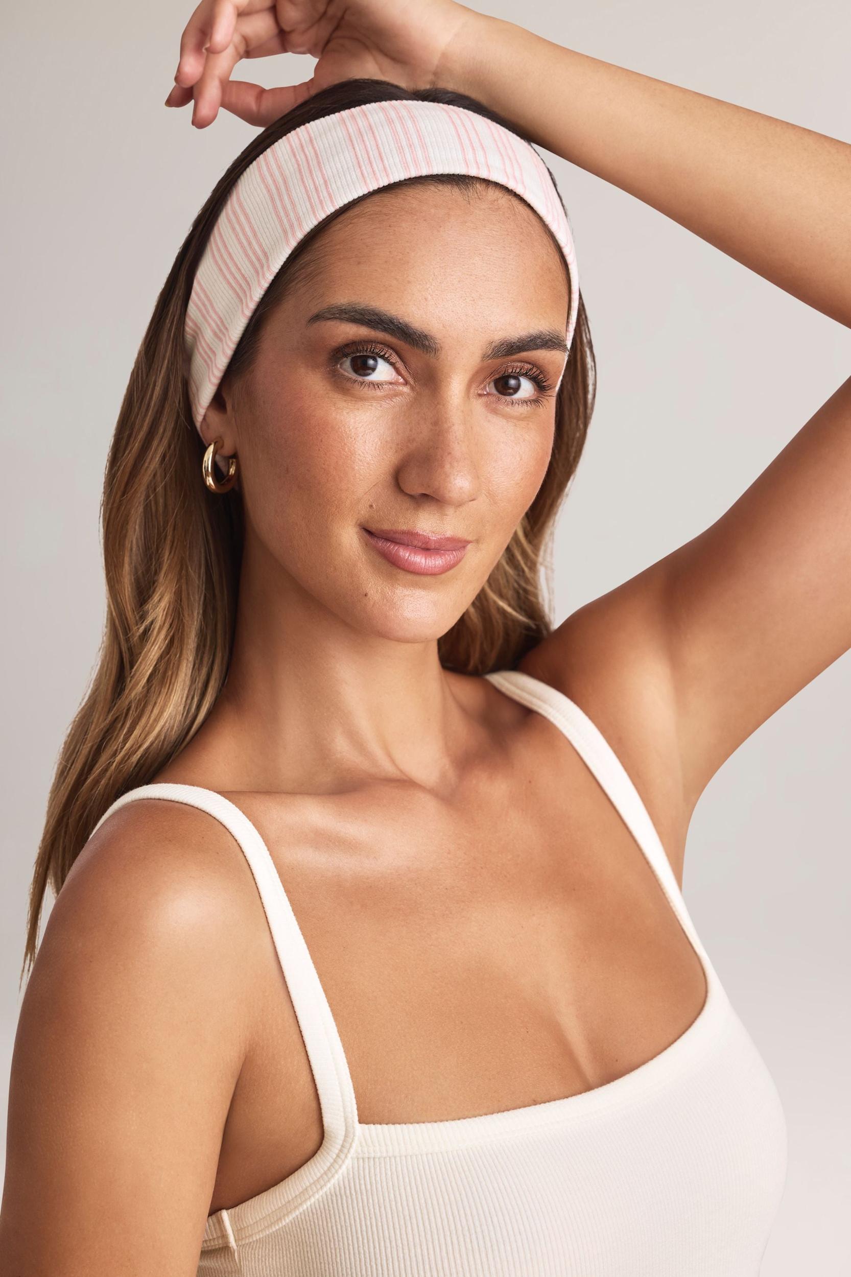 Modal Ribbed Headband in Stripe Print Female Product Image