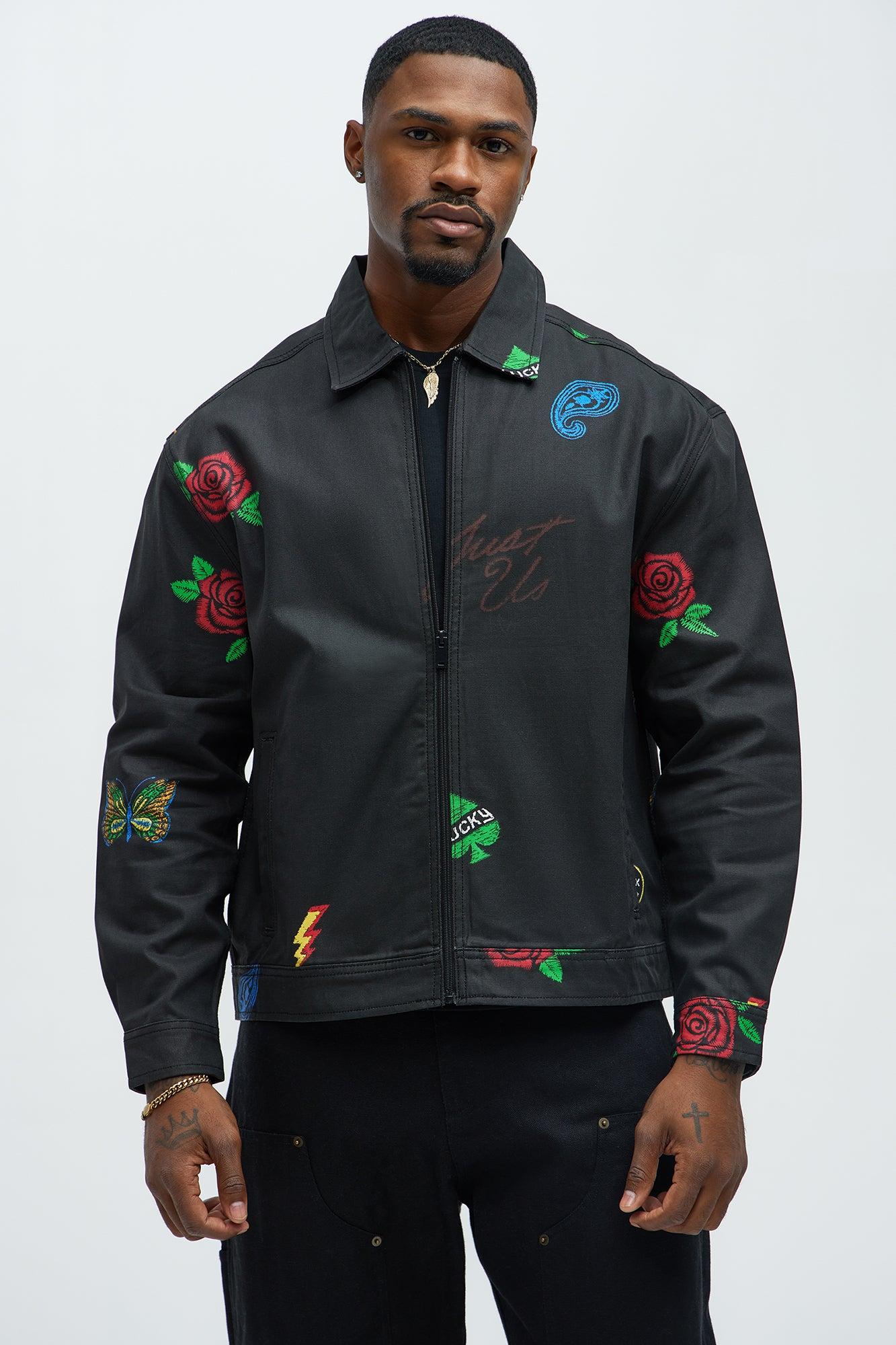 Patchwork Style Trucker Jacket - Black/combo Product Image
