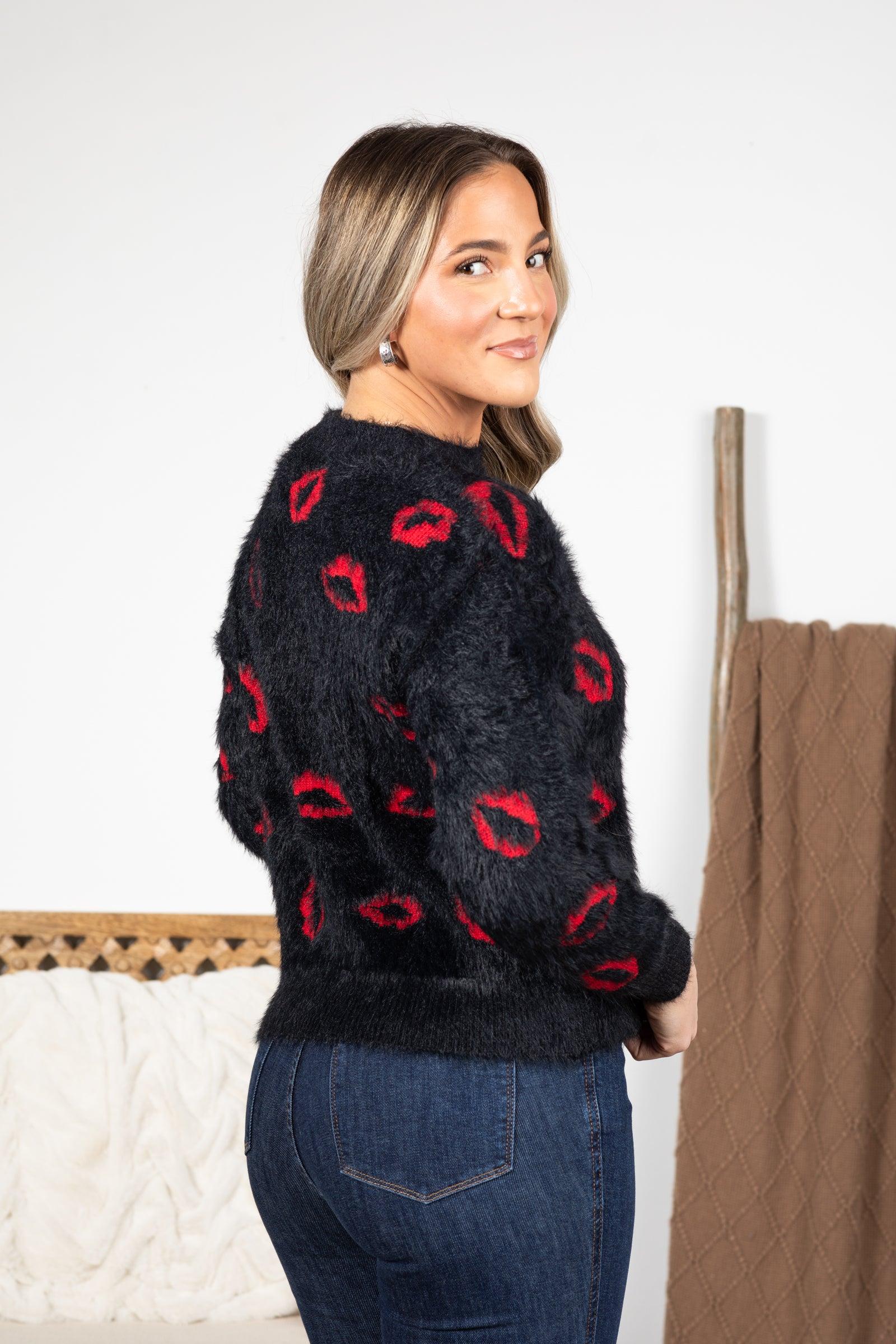 Eyelash Lips Intarsia Sweater Product Image