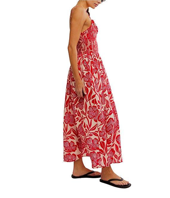 Free People Sweet Nothings Floral Print Smocked V-Neck Sleeveless Maxi Dress Product Image