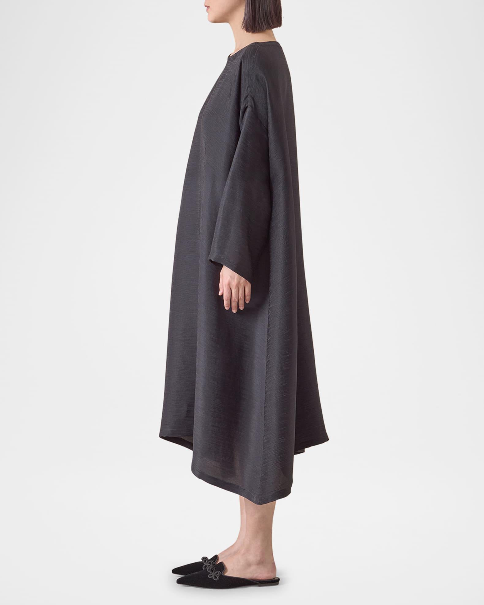 Silk Plisse Wide A-Line Scoop-Neck Dress Product Image