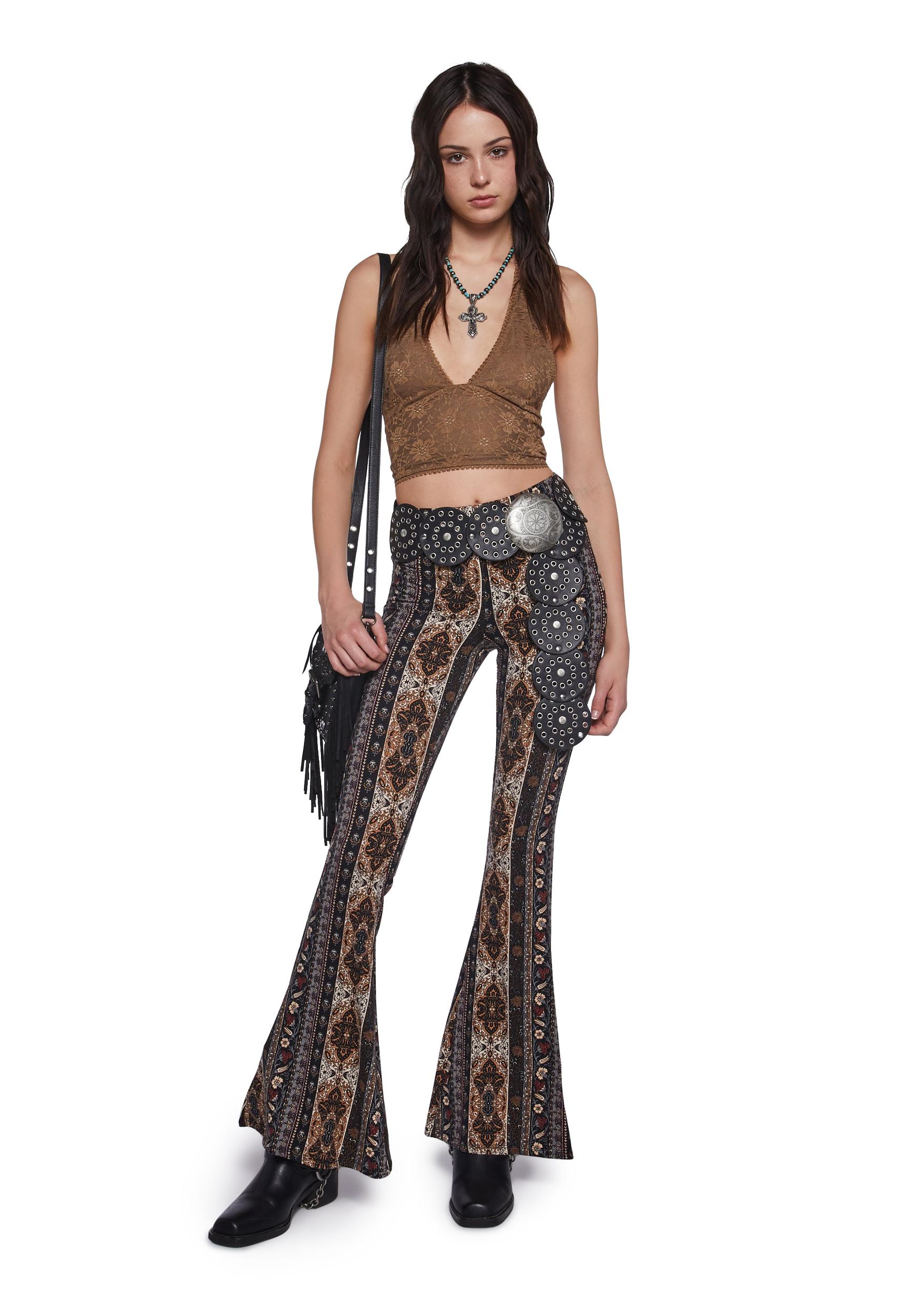 Womens Paisley Flared Pants - Multi Product Image