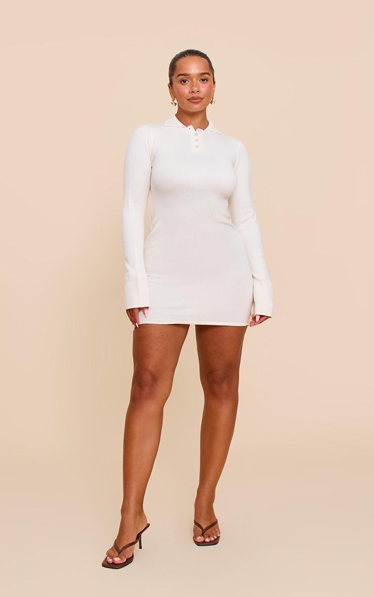 Shape Cream Knitted Polo Mini Dress Product Image