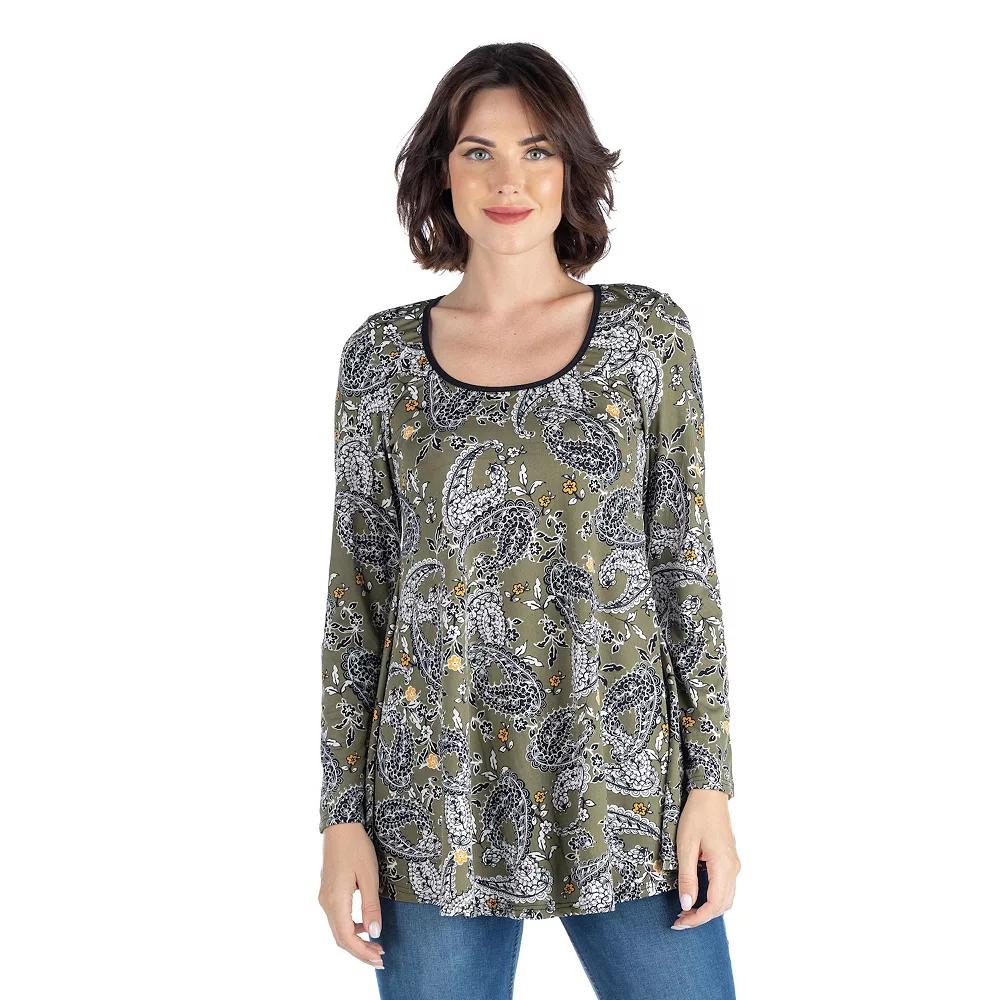 Women's 24Seven Comfort Apparel Paisley Tunic Top,  Product Image
