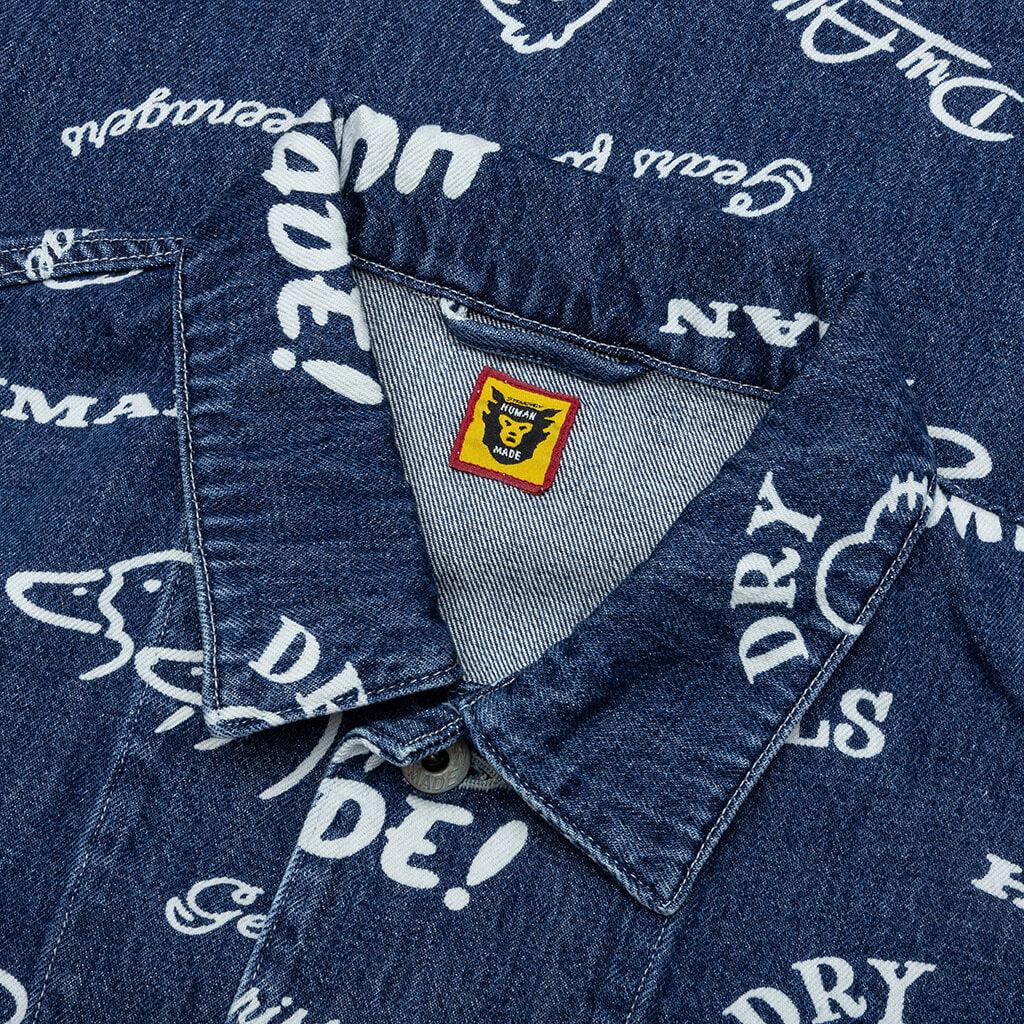 Printed Denim Coverall Jacket - Indigo Male Product Image