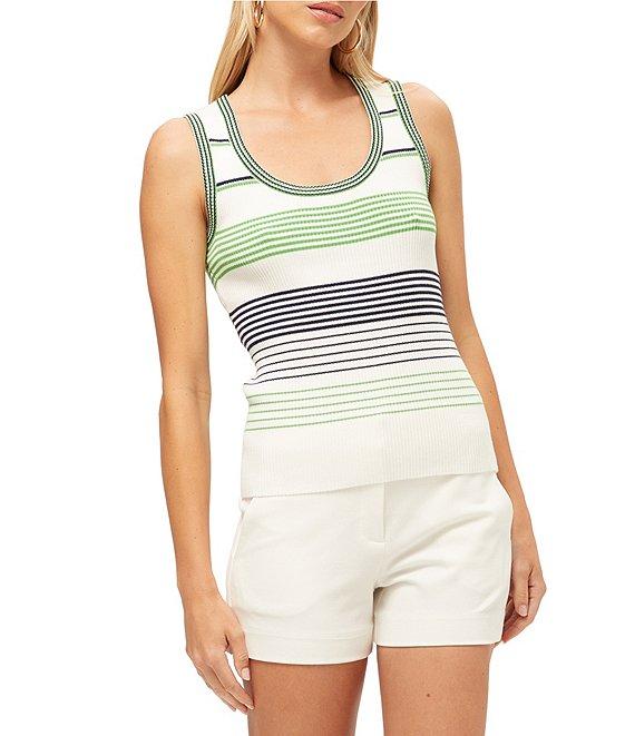 Trina Turk Paolini Stripe Print Scoop Neck Sleeveless Tank Product Image