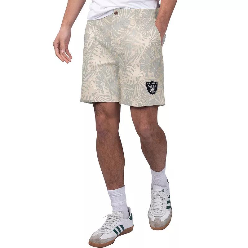Men's Margaritaville Gray Las Vegas Raiders Sandwashed Monstera Print Amphib Shorts, Size: 34, Lvr Grey Product Image