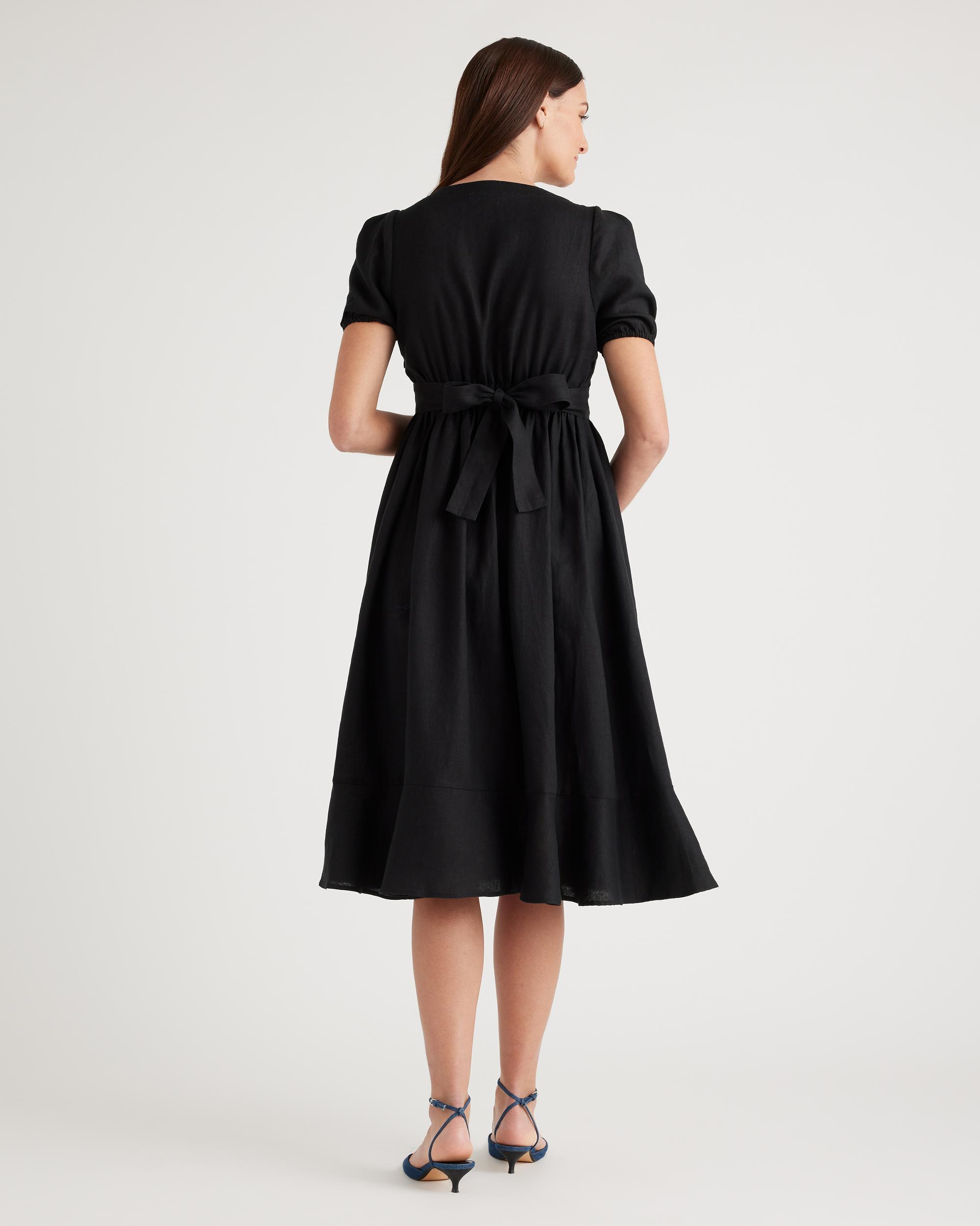 Quince | Women's 100% European Linen Maternity Short Sleeve Midi Dress Tencel Product Image