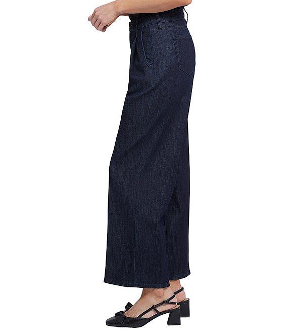 NYDJ Teresa Pleated Wide Leg High Rise Ankle Jeans Product Image