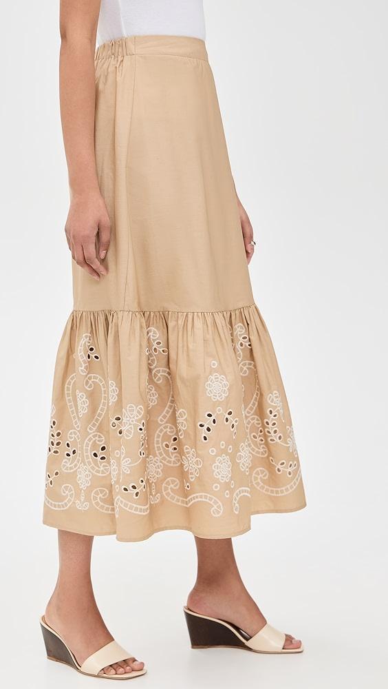 Moon River Eyelet Detail Midi Skirt | Shopbop Product Image