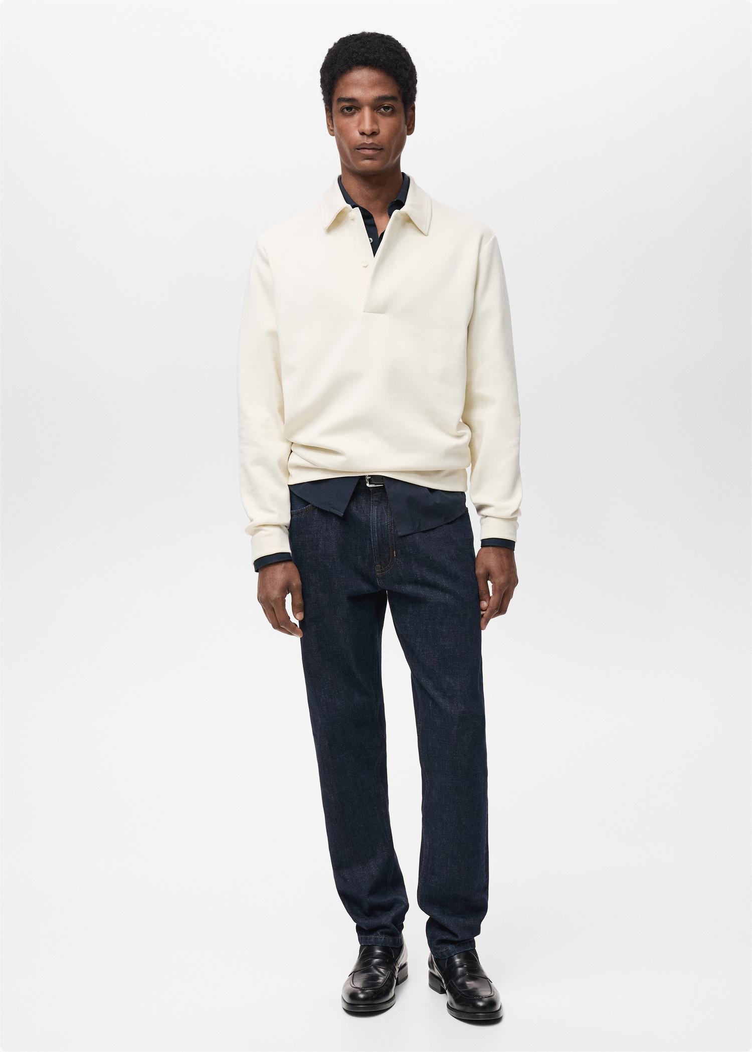 Regular-fit cotton polo sweatshirt - Men | MANGO USA Product Image