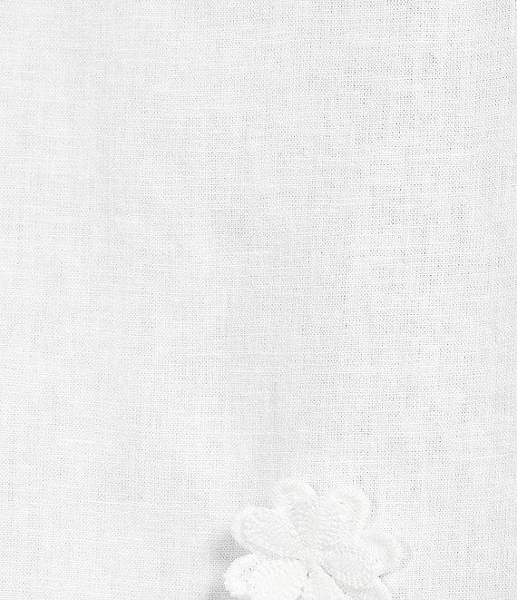 Tru Luxe Jeans Linen Blend Split Crew Neck 3/4 Sleeve Applique Flowers Blouse Product Image