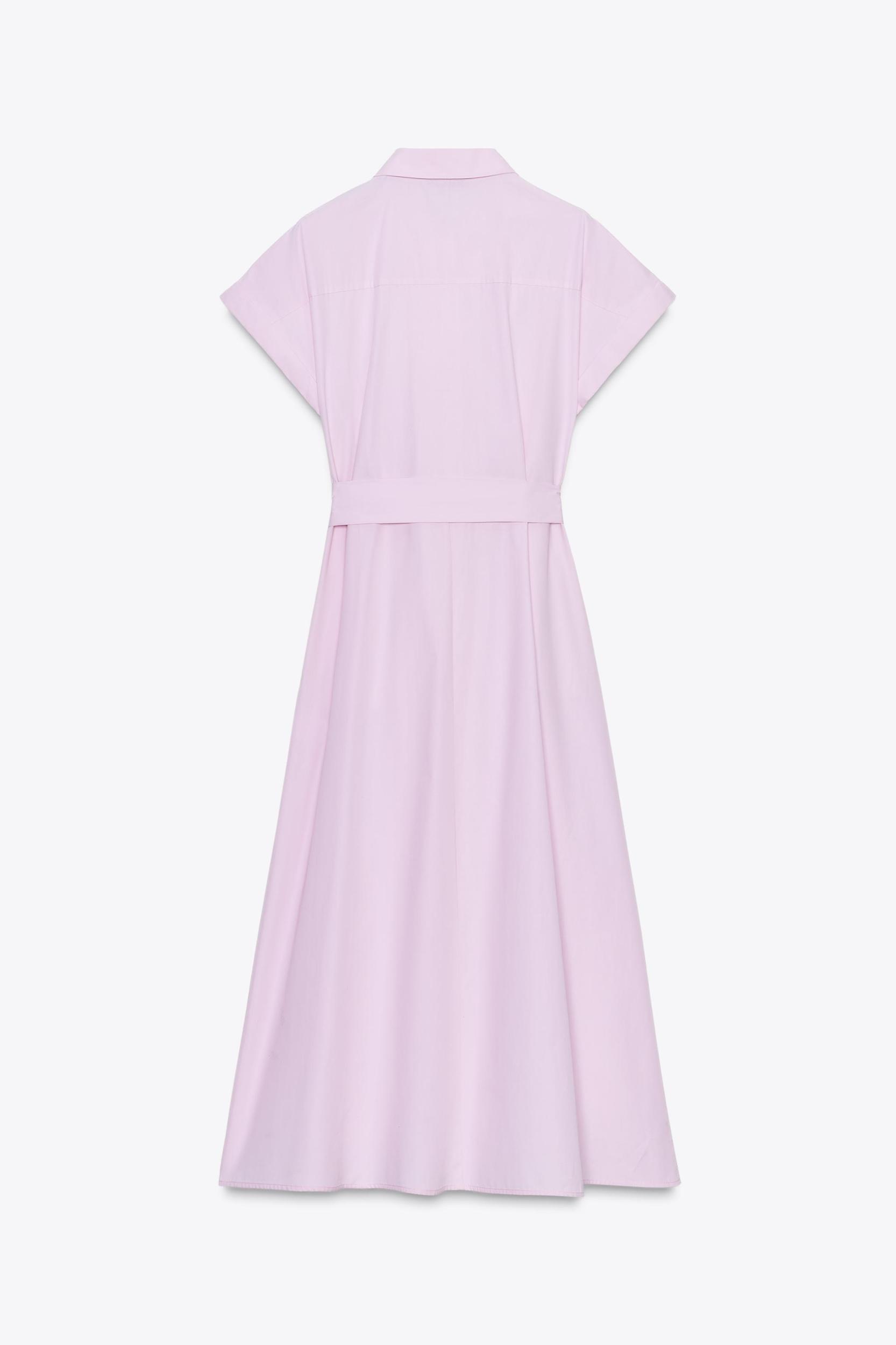 BELTED POPLIN MIDI DRESS Product Image