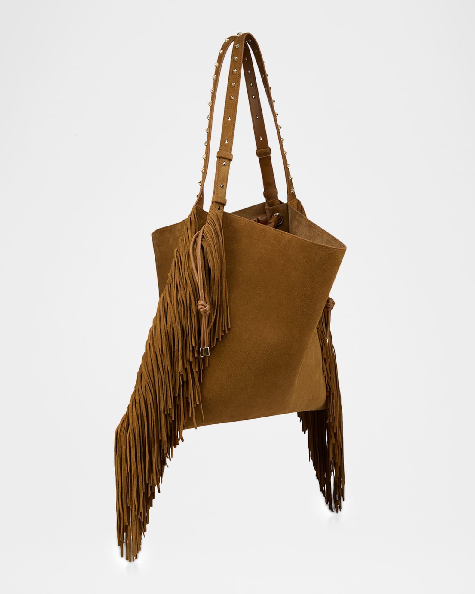 Baggy Fringed Tote Bag in Suede Product Image