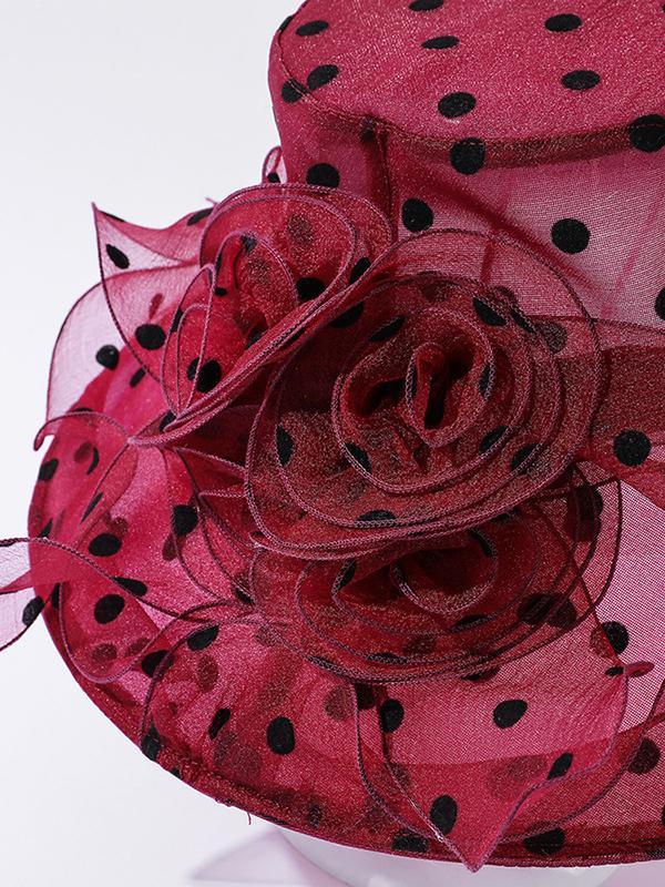 Flower Shape Gauze Polka Dot See-Through Split-Joint Sun Hat Product Image