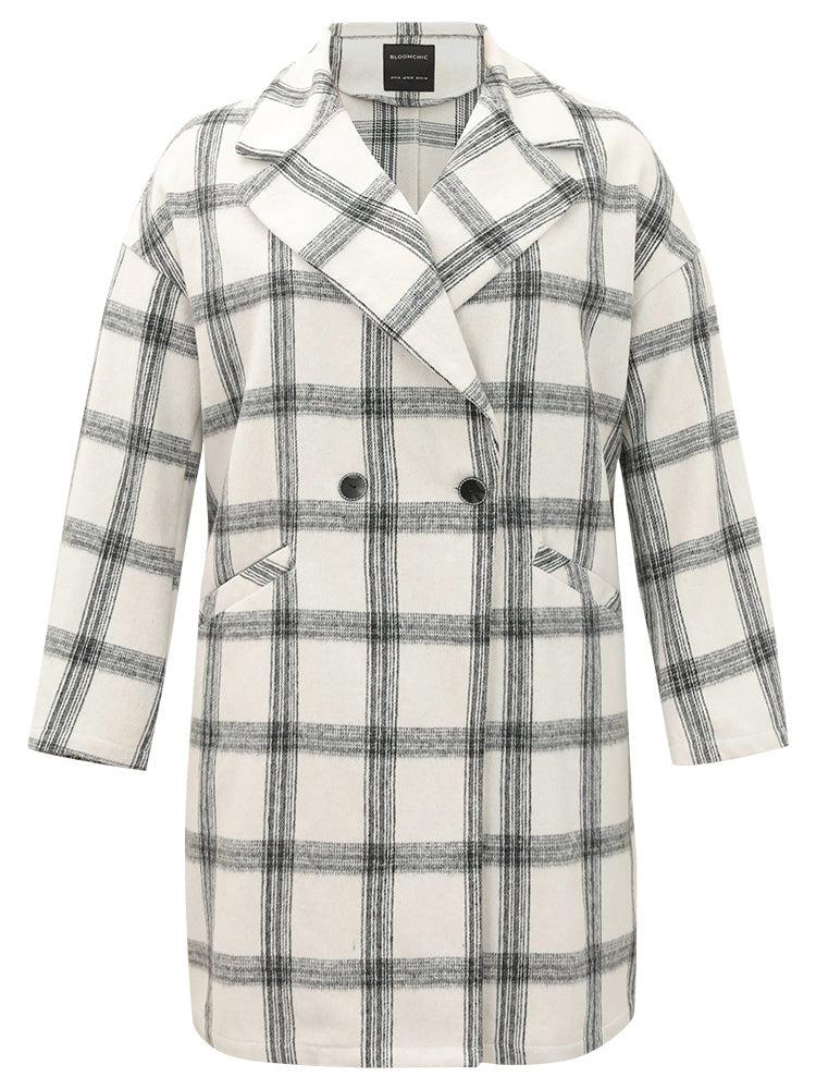 Plaid Lapel Collar Button Up Coat Female Product Image
