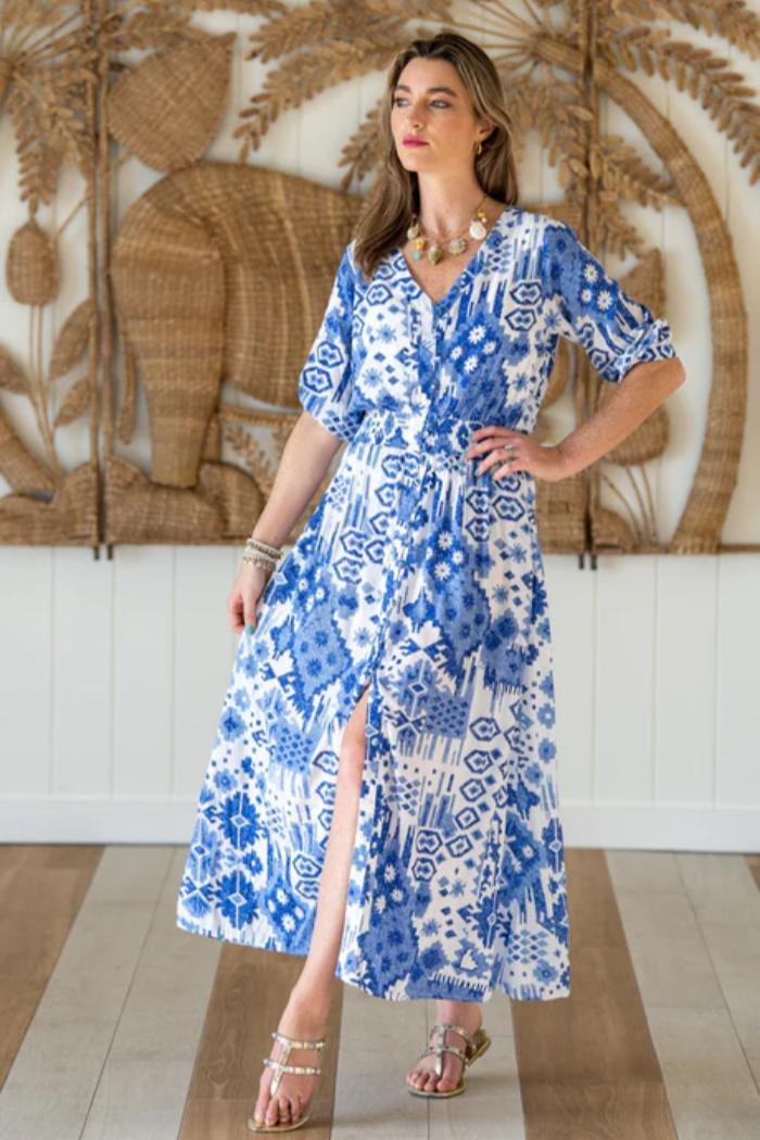 Kelsey Dress - Indigo Ikat Product Image