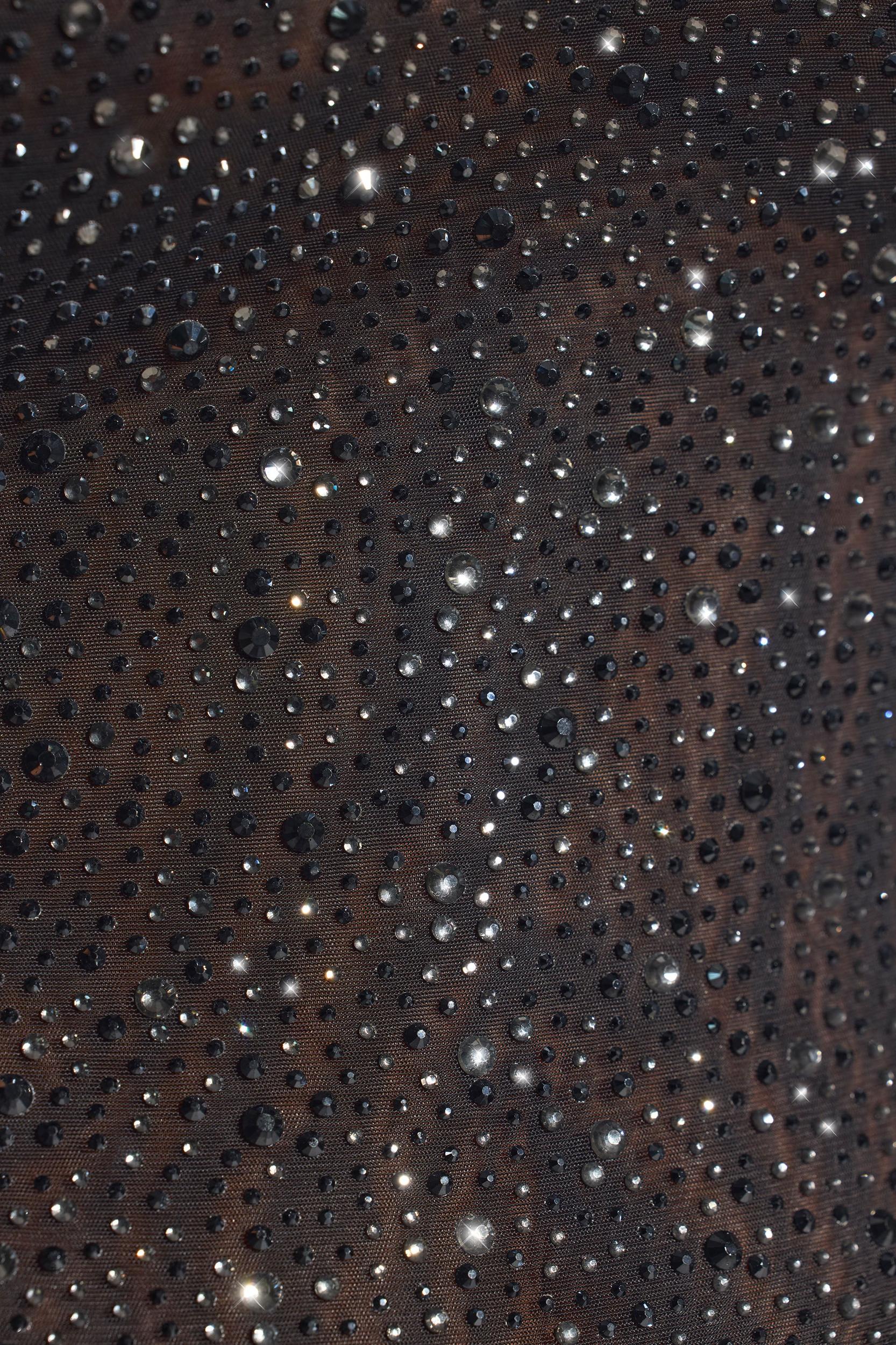 Embellished One-Shoulder Mini Dress in Black Product Image