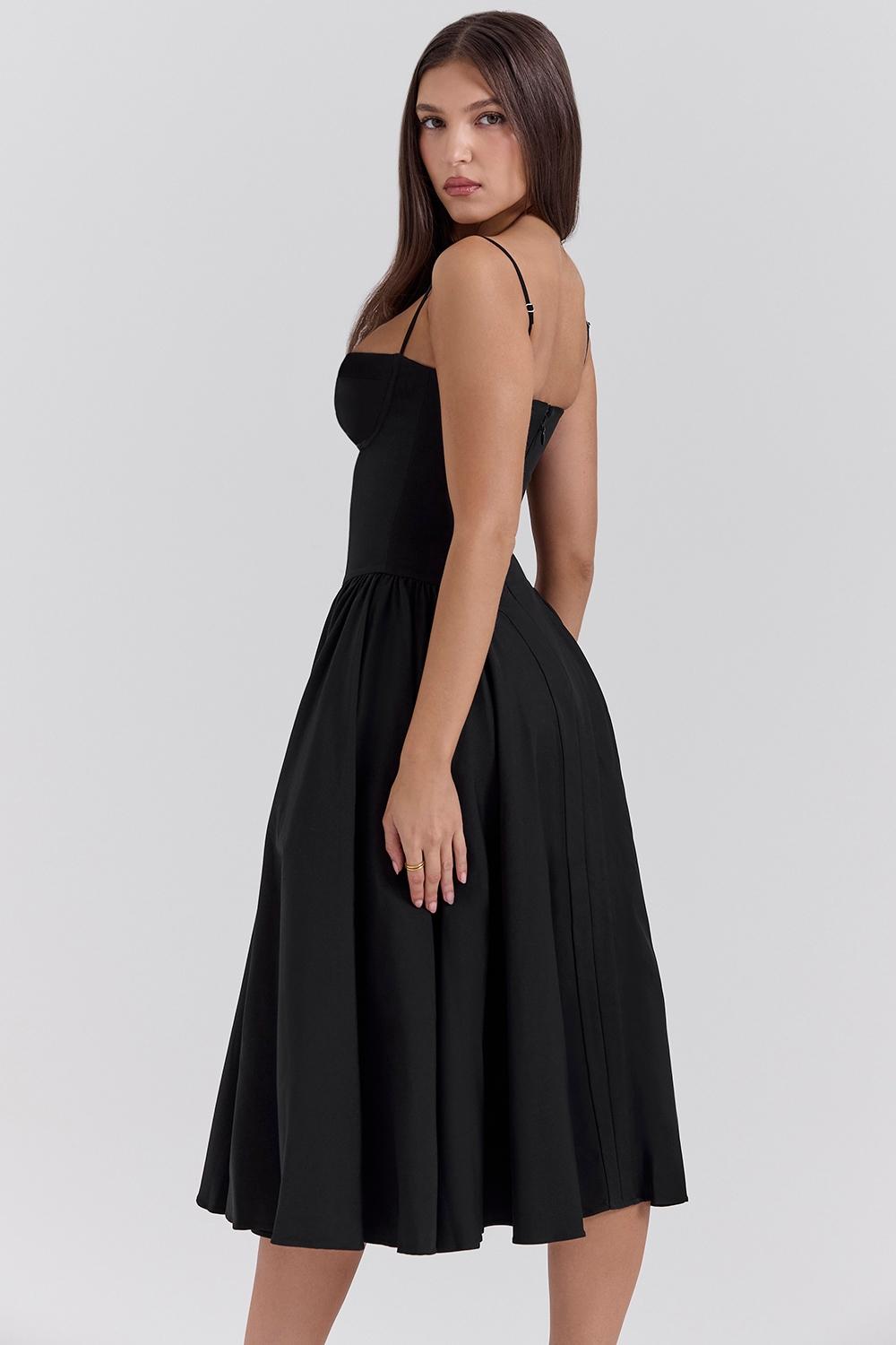 Samaria  black corset midi dress Product Image
