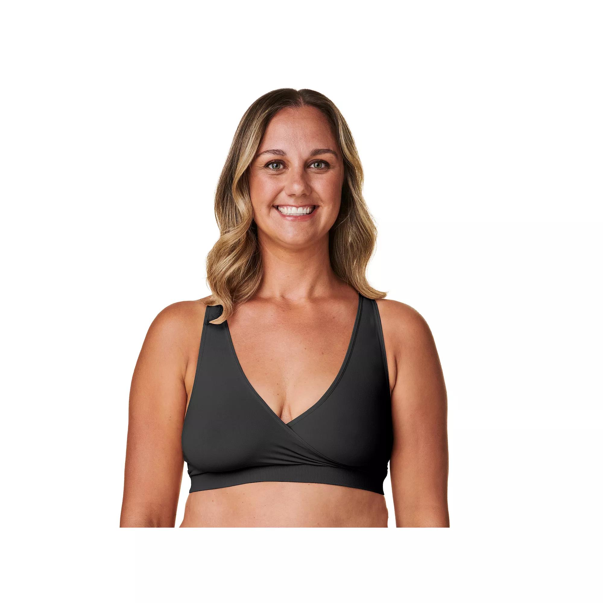 bravado! Basics Womens Crossover Nursing Sleep Bra - Black L: Seamless Racerback, V Neck, Maternity Bralette Product Image