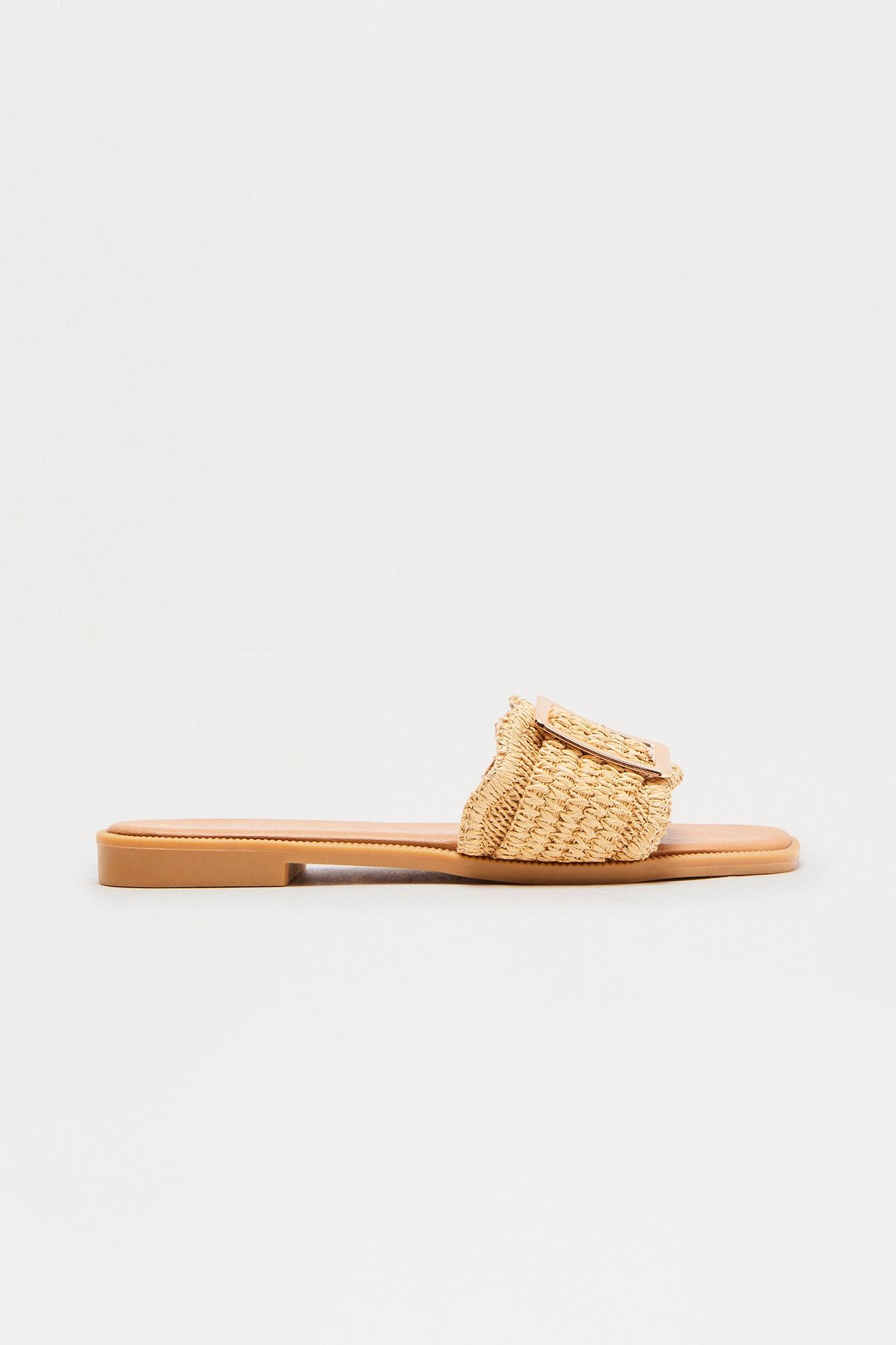 San Diego Raffia Buckle Sandals - Natural Product Image