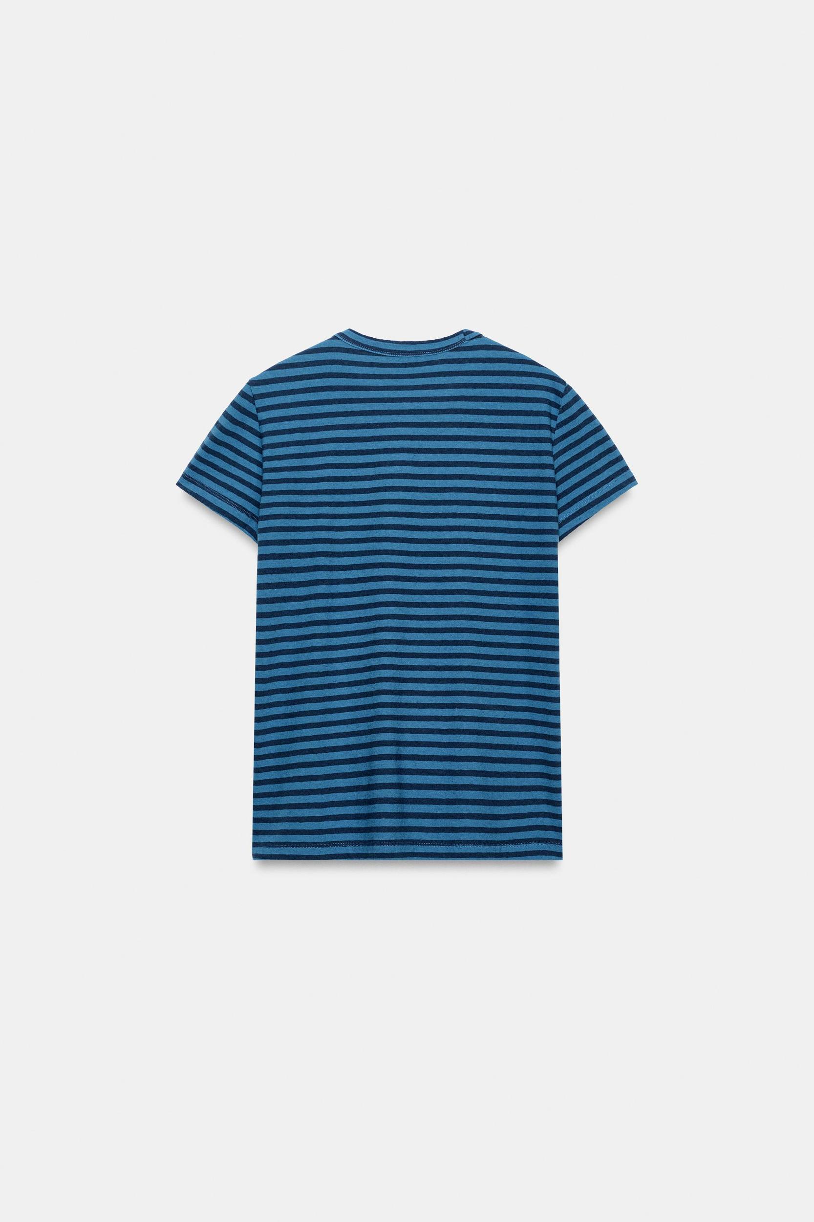 COTTON AND LINEN STRIPED T-SHIRT Product Image