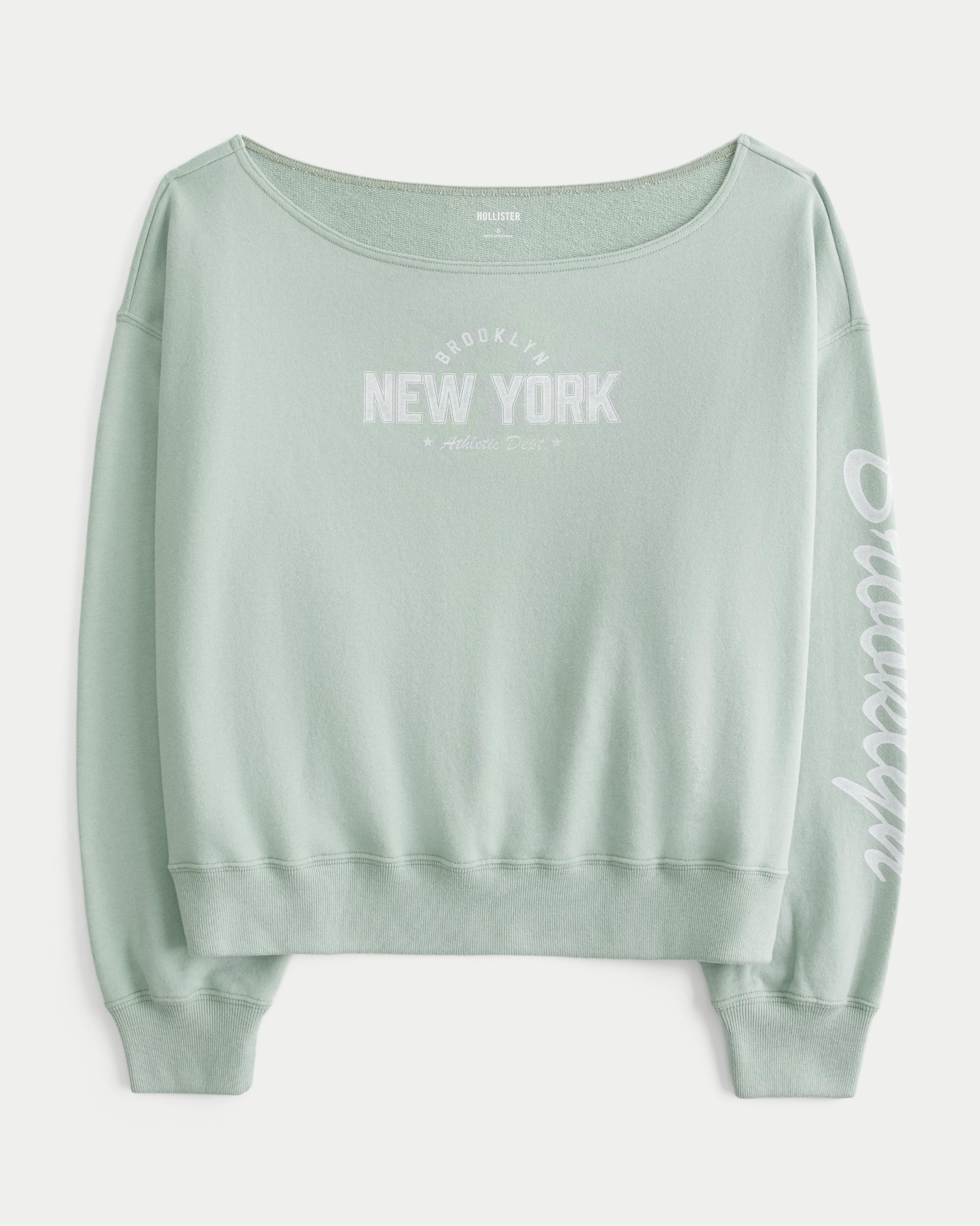 Easy Off-the-Shoulder Boston Sports Graphic Sweatshirt Product Image