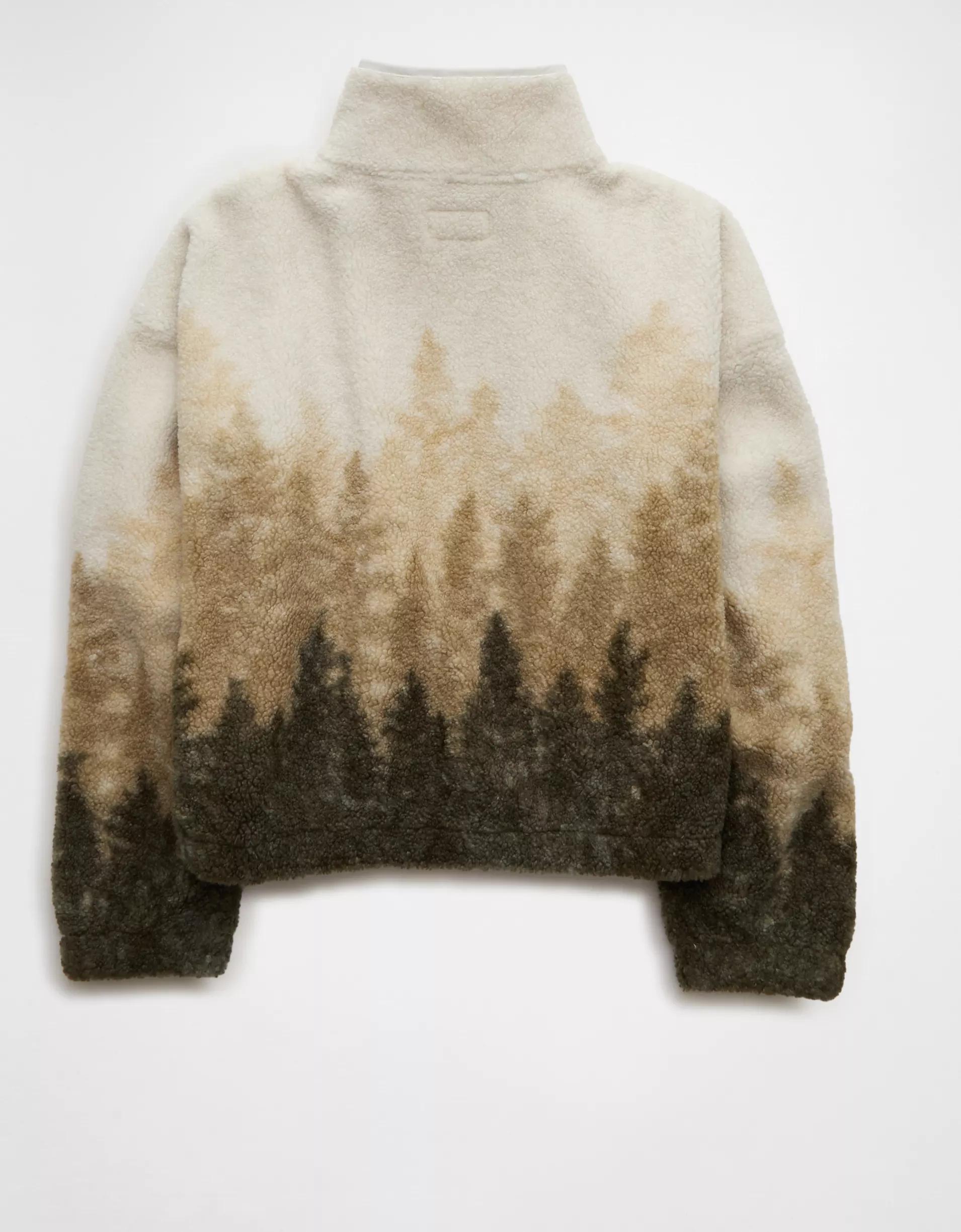 AE Sherpa Fleece Graphic Henley Sweatshirt Product Image
