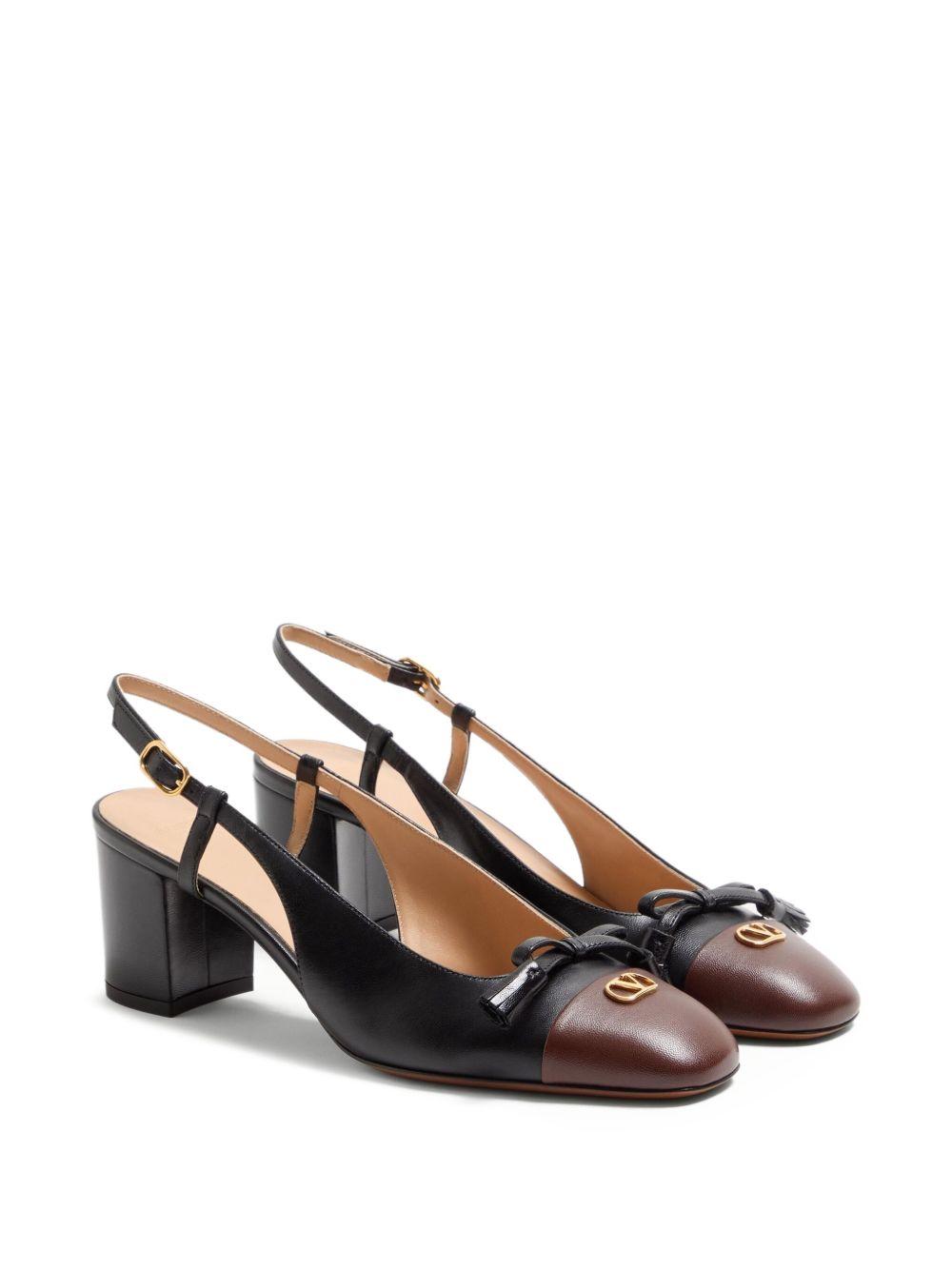 VALENTINO GARAVANI Vlogo 65 Tasseled Two-tone Leather Slingback Pumps In Black Product Image