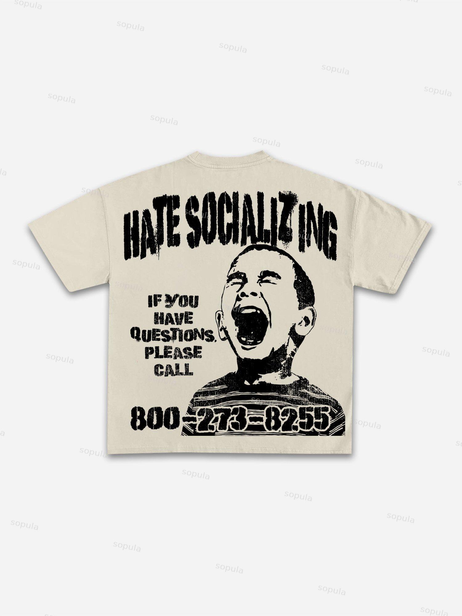 Mental Health Counseling Hate Socializing Vintage Graphic Cotton T-shirt Product Image