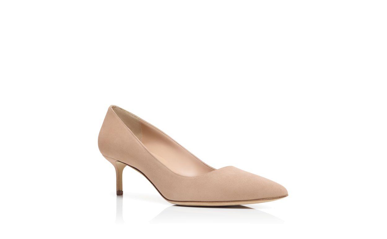 BB 50 Light Beige Suede Pointed Toe Pumps Product Image