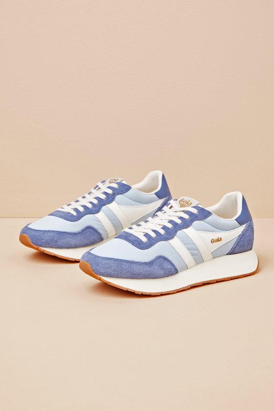 Arizona Iceberg and Off White Suede Lace-Up Sneakers Product Image