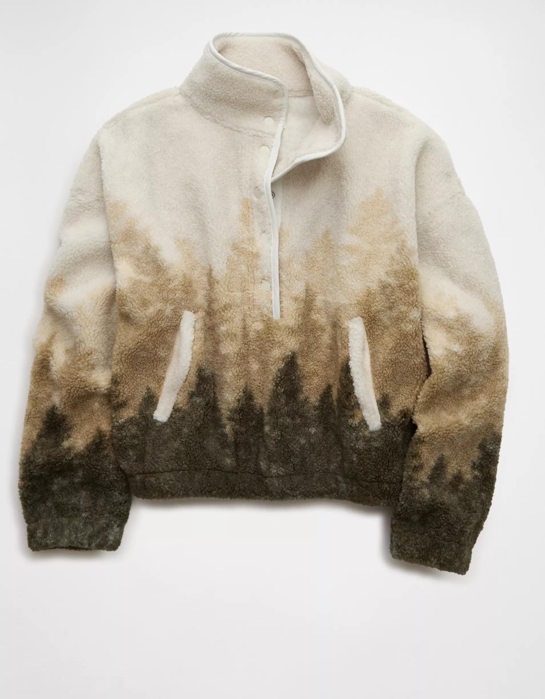 AE Sherpa Fleece Graphic Henley Sweatshirt Product Image