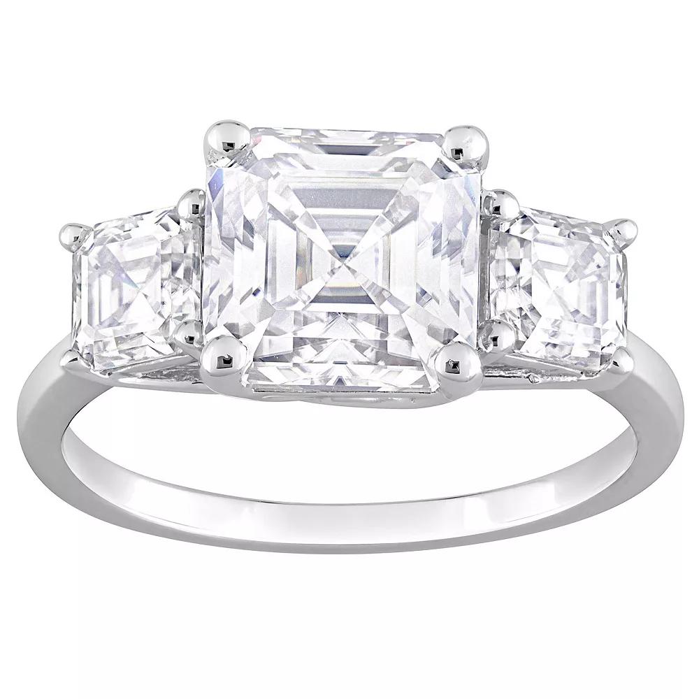 Stella Grace Sterling Silver Lab-Created Moissanite 3-Stone Ring, Women's,  Product Image