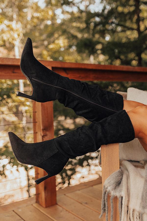 The Alice Faux Suede Knee High Boot in Black Product Image