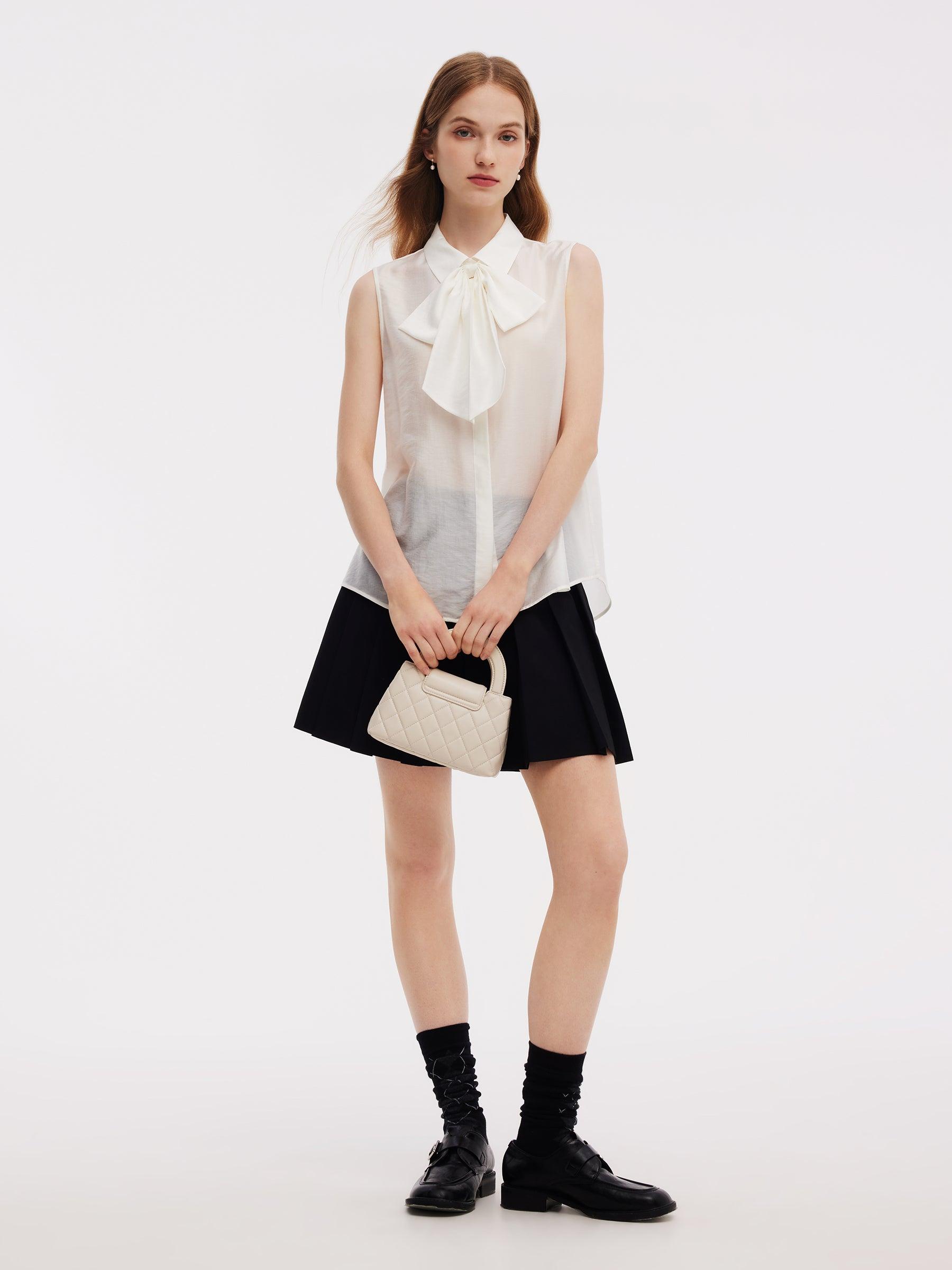 Front Slit Knit Top And Sleeveless Shirt Two-Piece Set Product Image